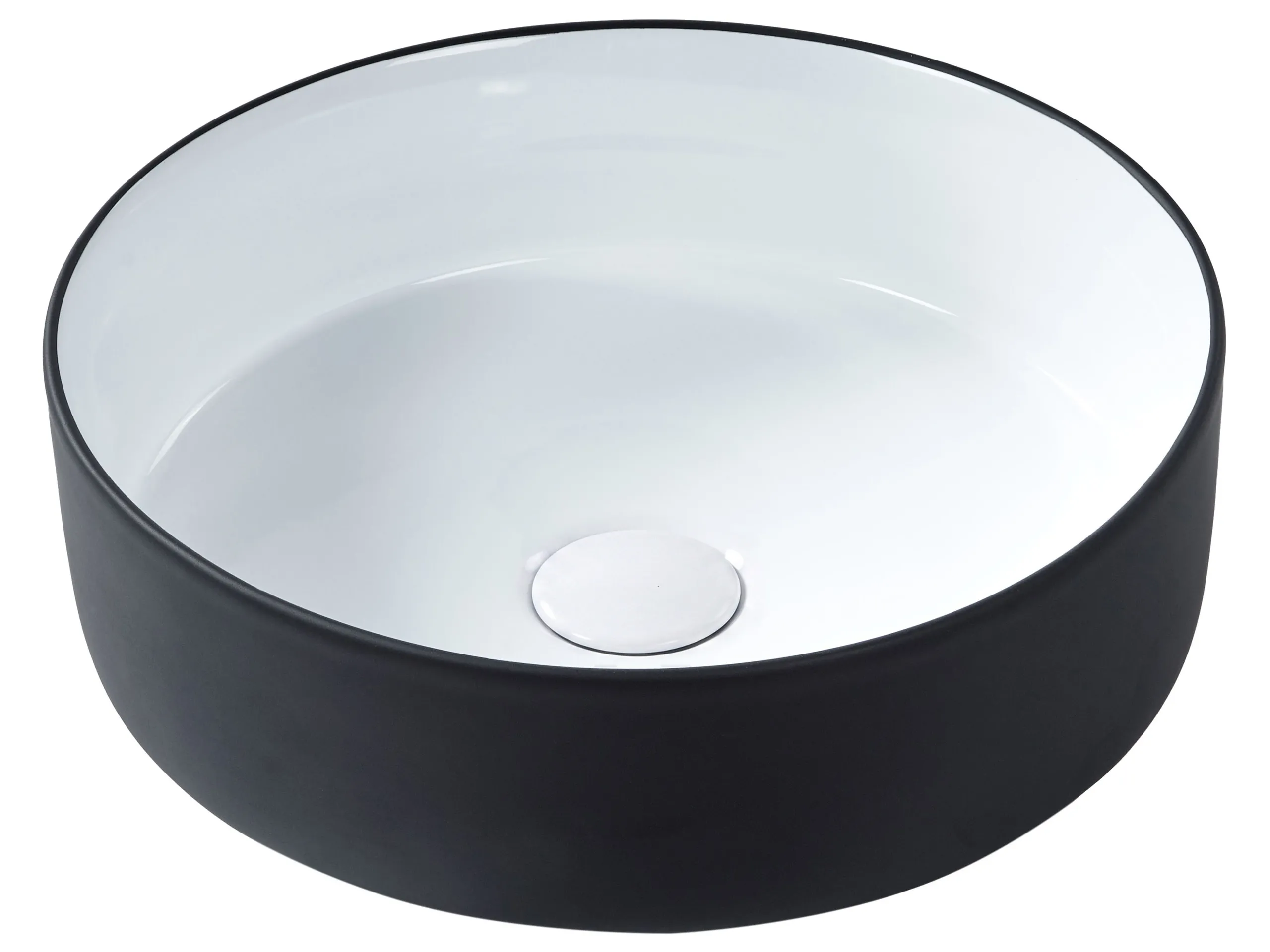Countertop Basin CALIG ⌀ 360 mm Ceramic Black/ White