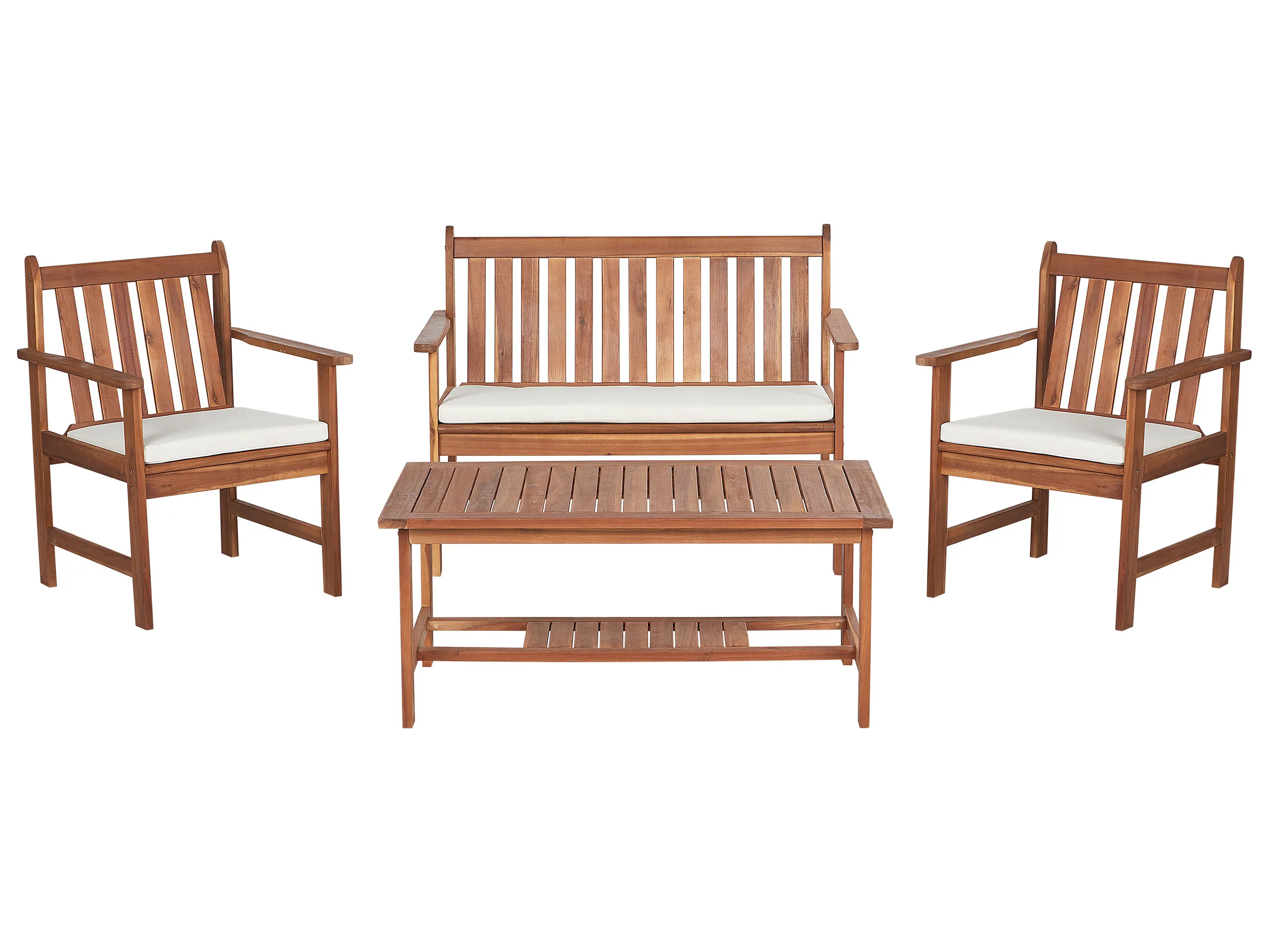 Garden Lounge Set with Table 4 Seater ALTIDONA Acacia Wood Off-White