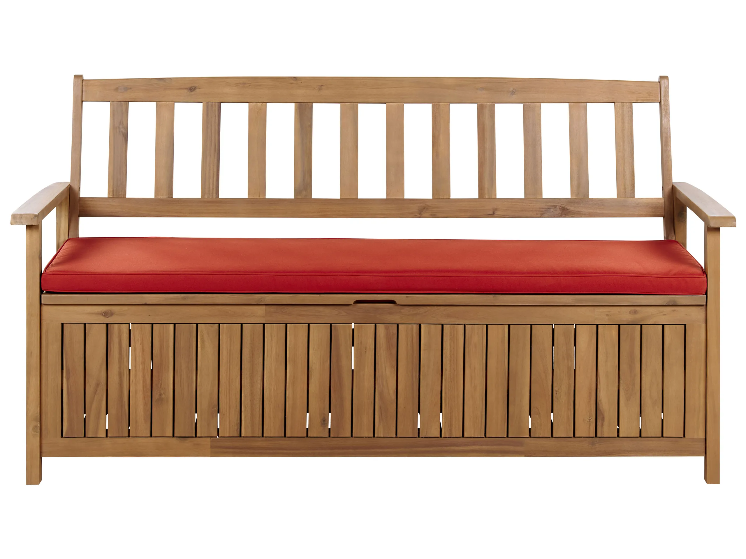 Garden Bench with Cushion SOVANA 160 cm with Storage Acacia Wood Red