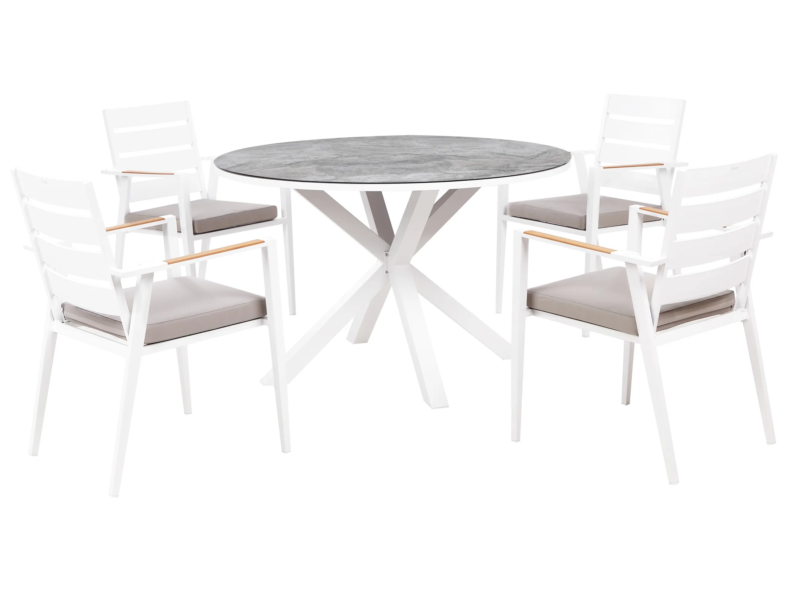 Garden Dining Set 4 Seater MALETTO/TAVIANO with Cushions Metal Marble Effect Grey