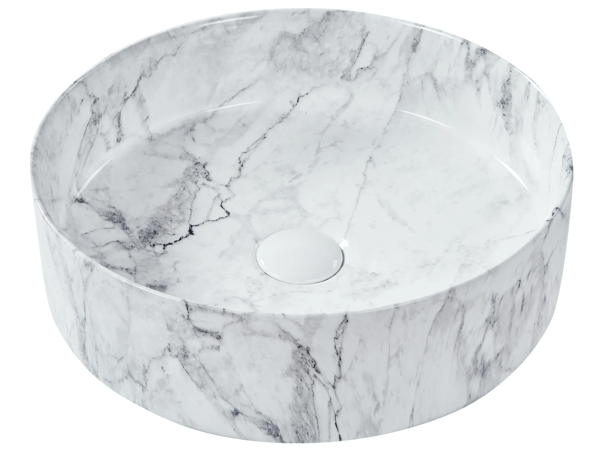 Countertop Basin MANIS ⌀ 400 mm Ceramic White Marble