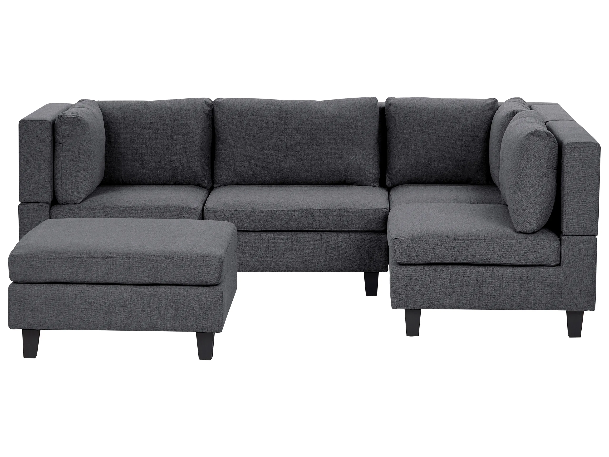 Modular Corner Sofa 4 Seater UNSTAD Fabric Dark Grey with Ottoman Left Hand