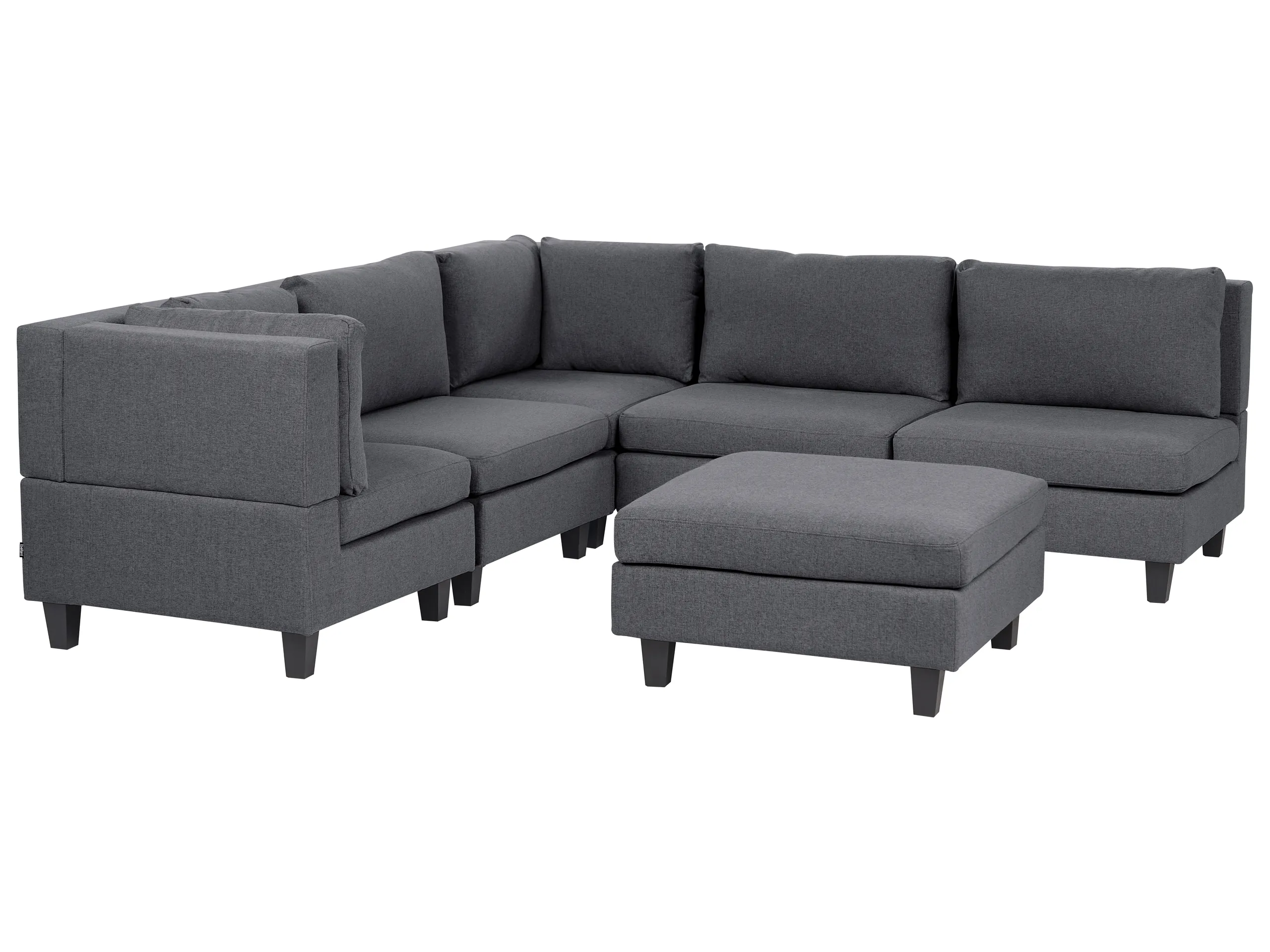 Modular Corner Sofa 5 Seater UNSTAD Fabric Dark Grey with Ottoman Right Hand