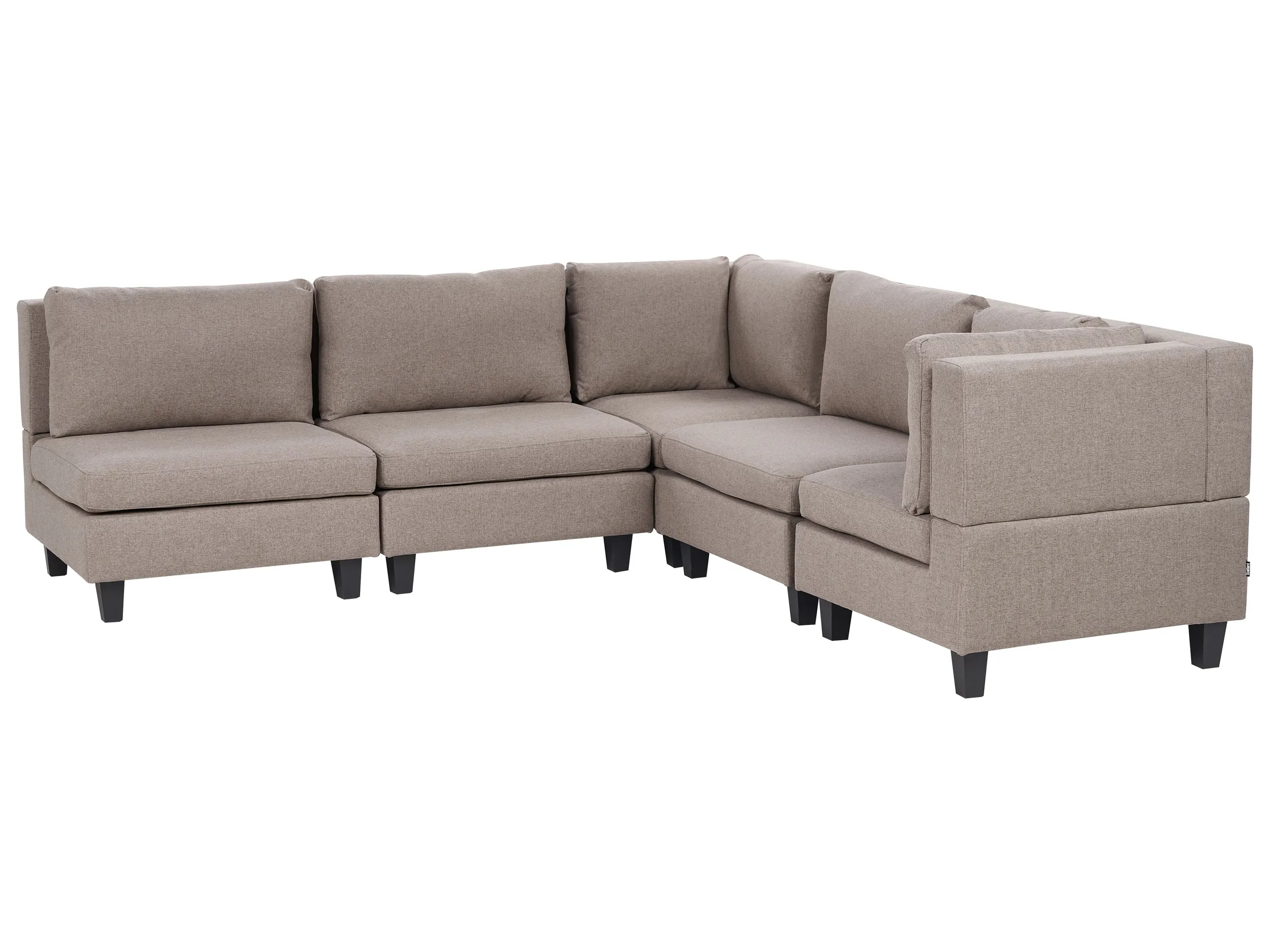 Modular Corner Sofa 5 Seater UNSTAD Fabric Brown Left Hand