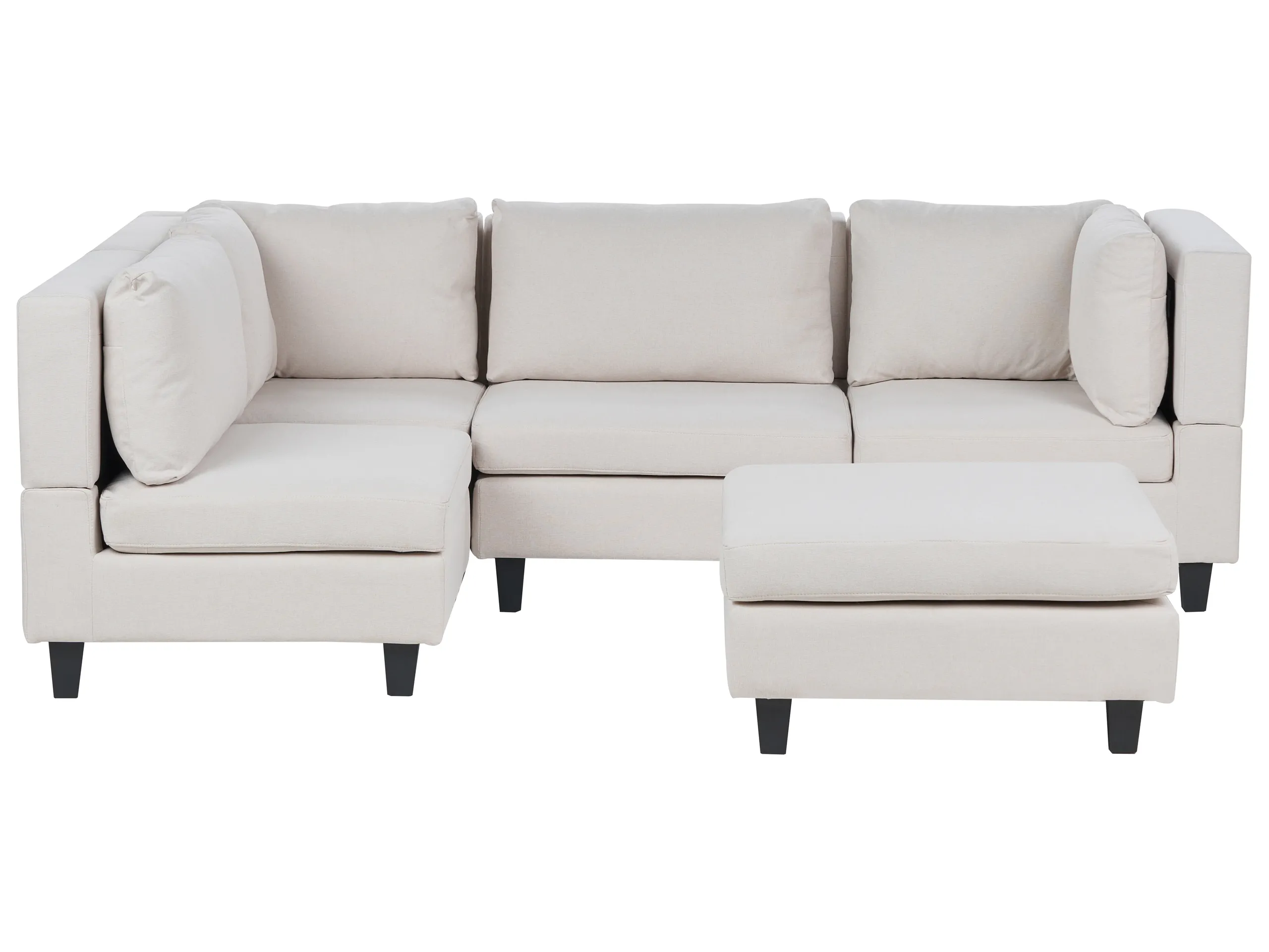 Modular Corner Sofa 4 Seater UNSTAD Fabric Light Beige with Ottoman Right Hand