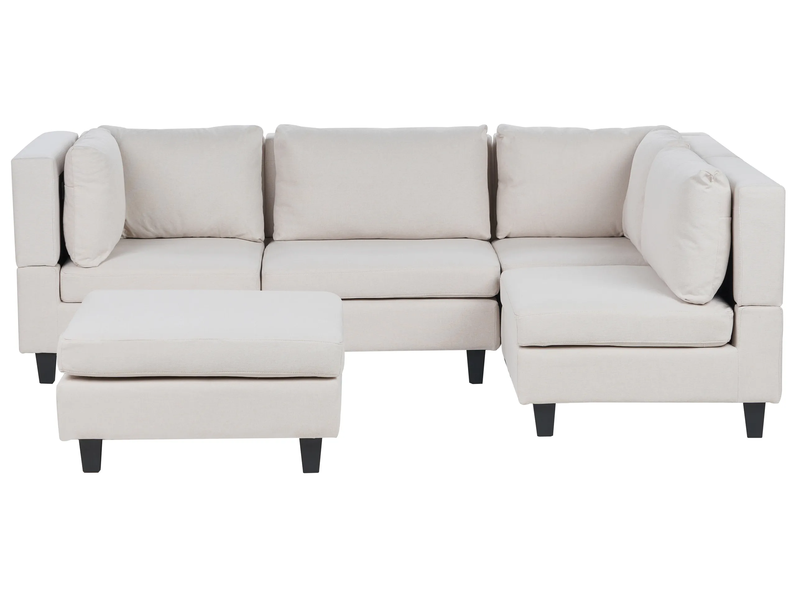 Modular Corner Sofa 4 Seater UNSTAD Fabric Light Beige with Ottoman Left Hand