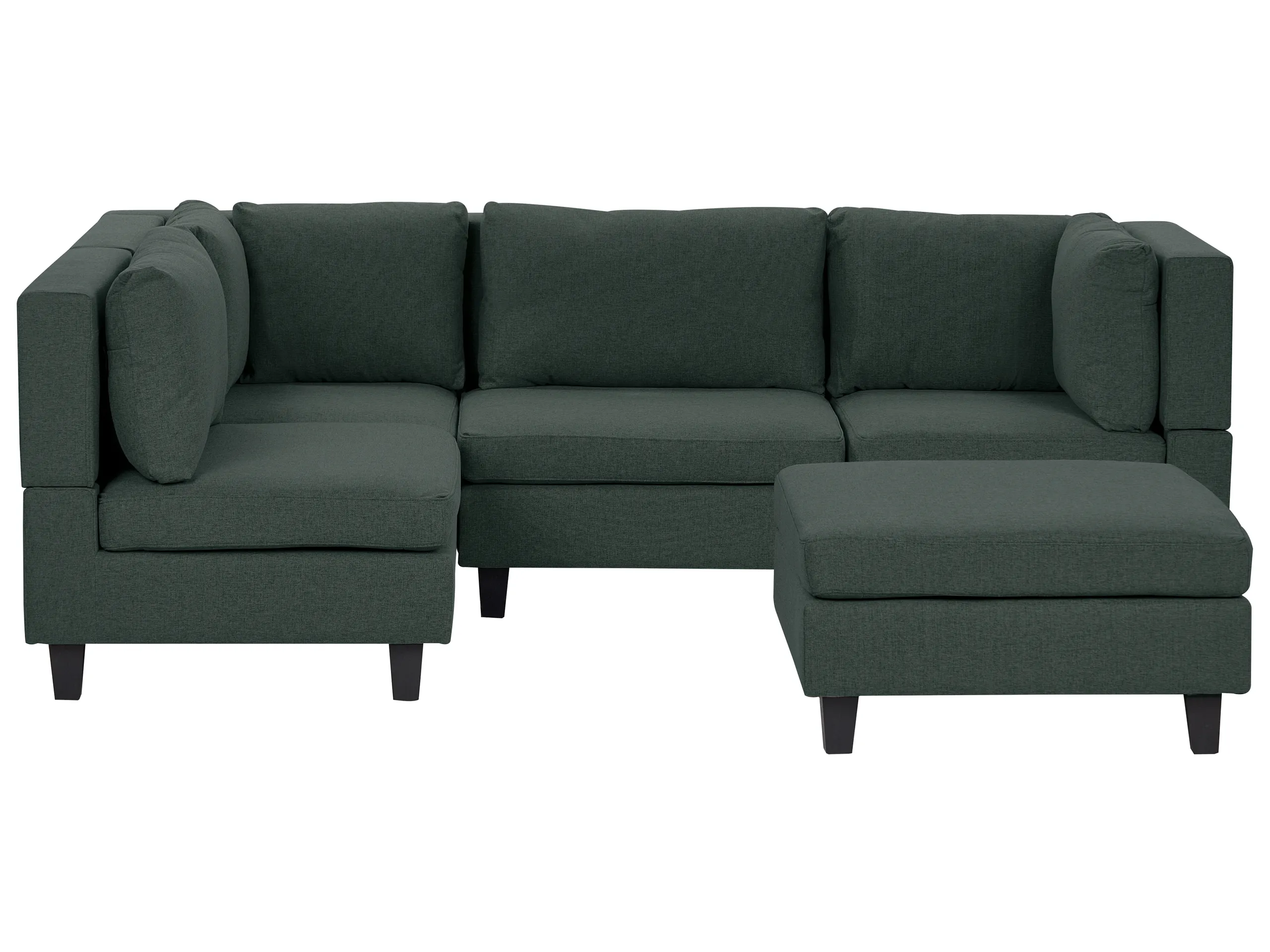 Modular Corner Sofa 4 Seater UNSTAD Fabric Dark Green with Ottoman Right Hand