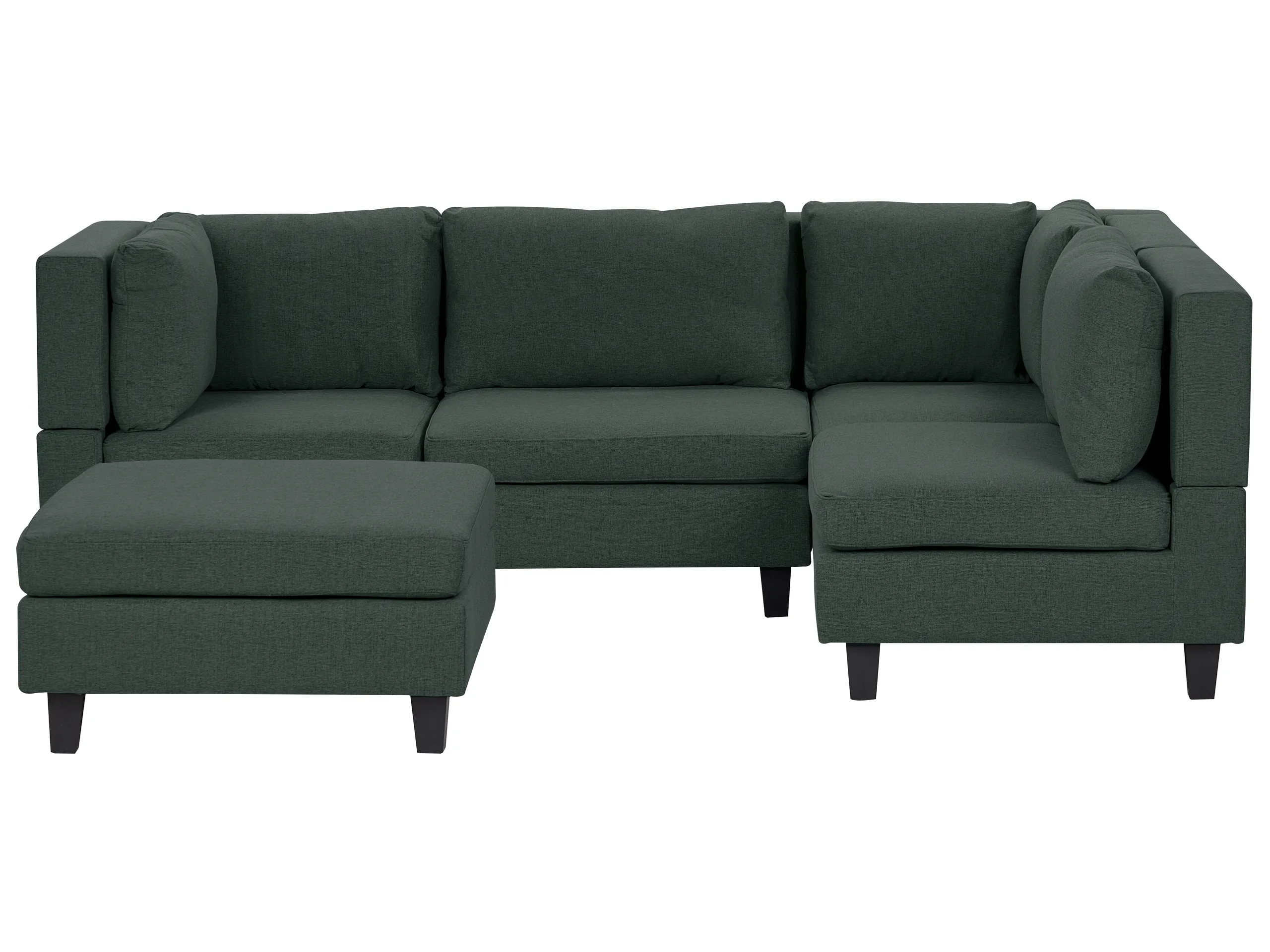 Modular Corner Sofa 4 Seater UNSTAD Fabric Dark Green with Ottoman Left Hand