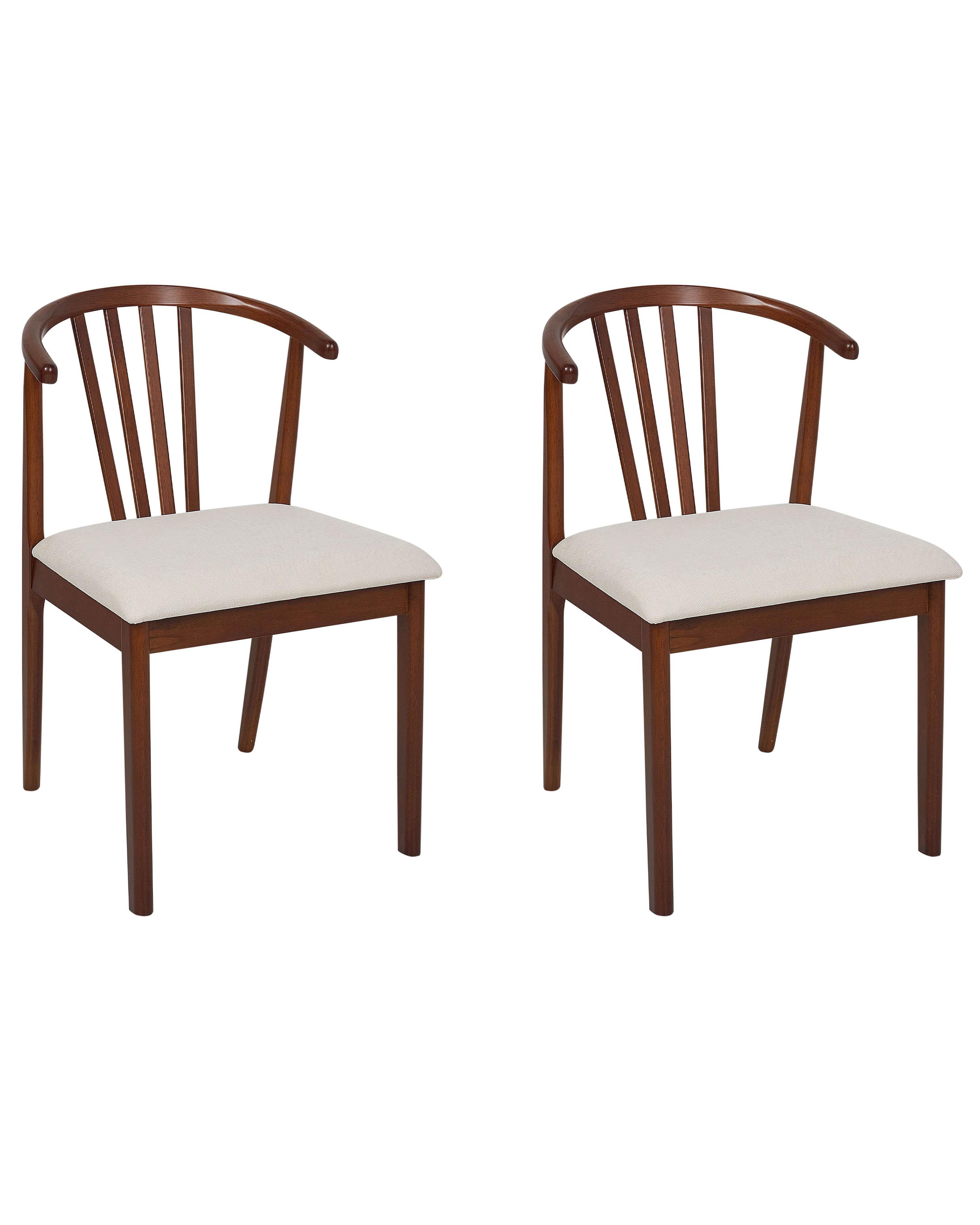 Conjunto de 2 sillas de comedor CRAIG Madera Marrón oscuro/Beige