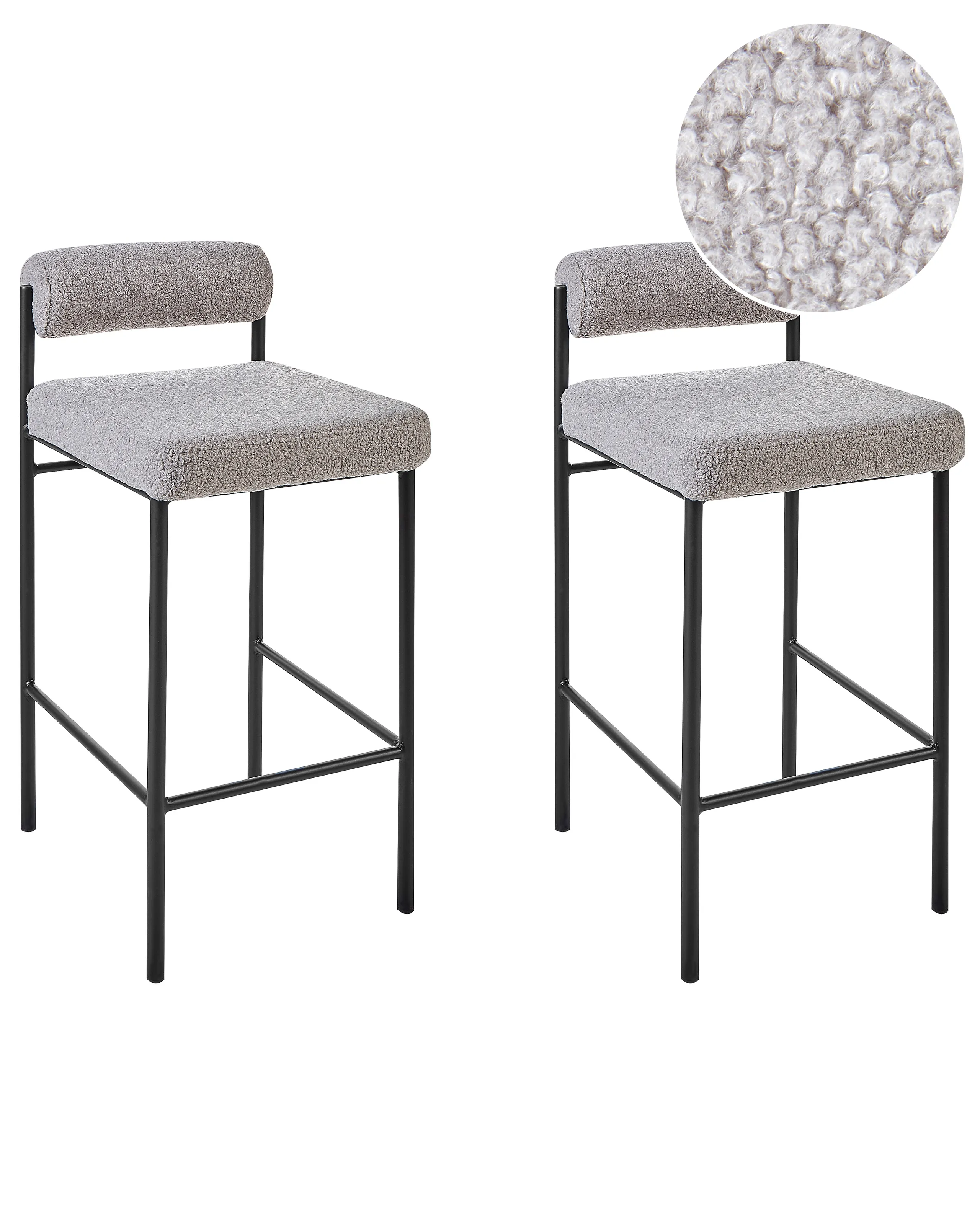 Conjunto de 2 sillas de bar AMAYA Bouclé Gris