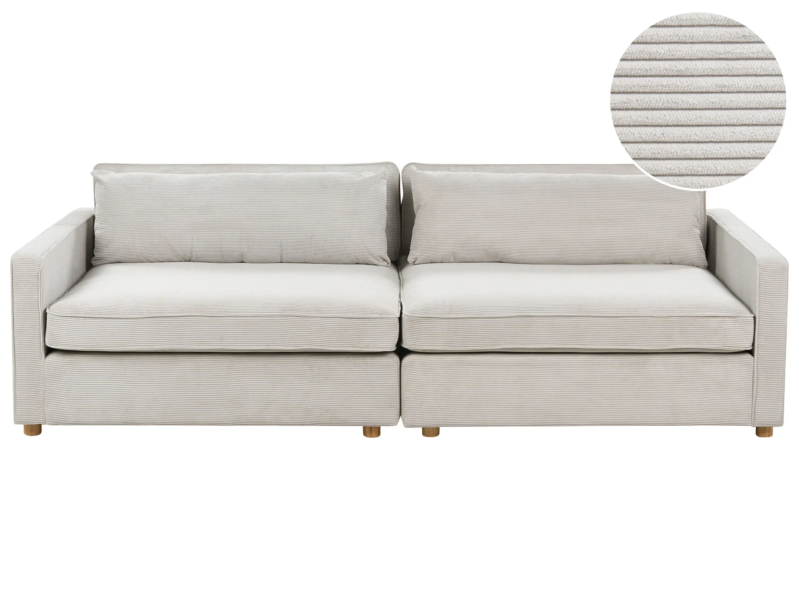 Sofa 3 Seater VINSTRA Corduroy Light Grey