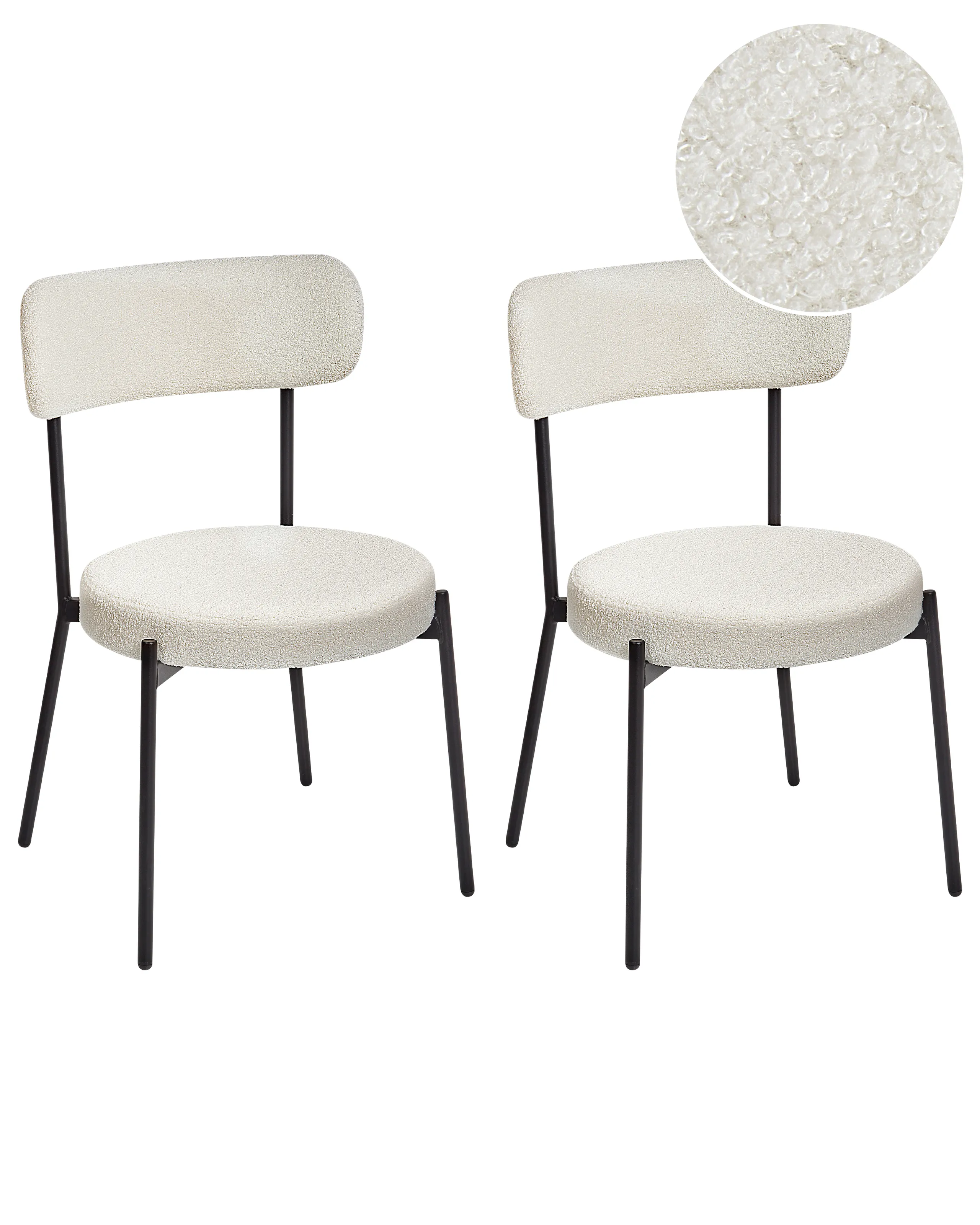Conjunto de 2 sillas de comedor ALLISON Bouclé Blanco