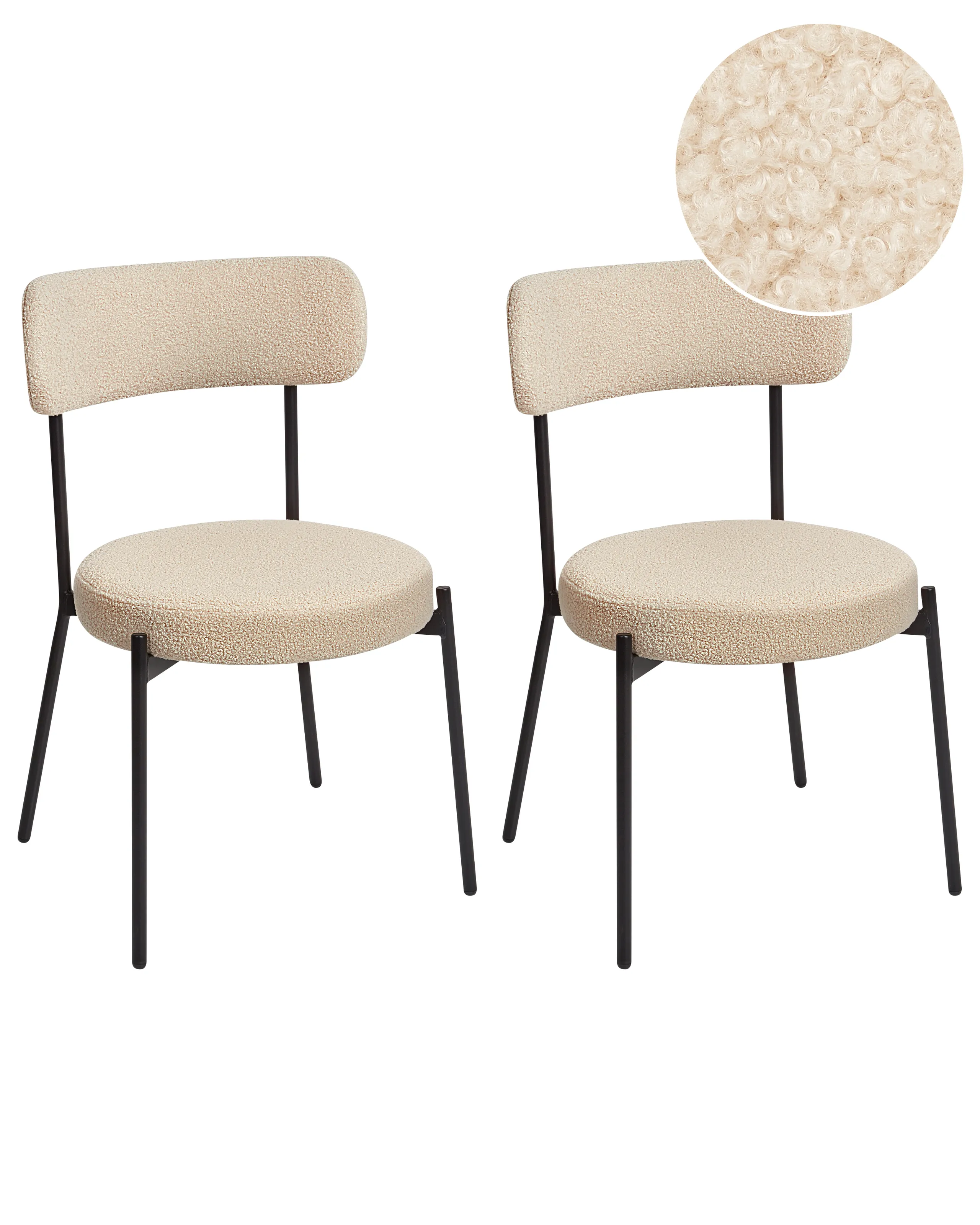 Conjunto de 2 sillas de comedor ALLISON Bouclé Beige claro