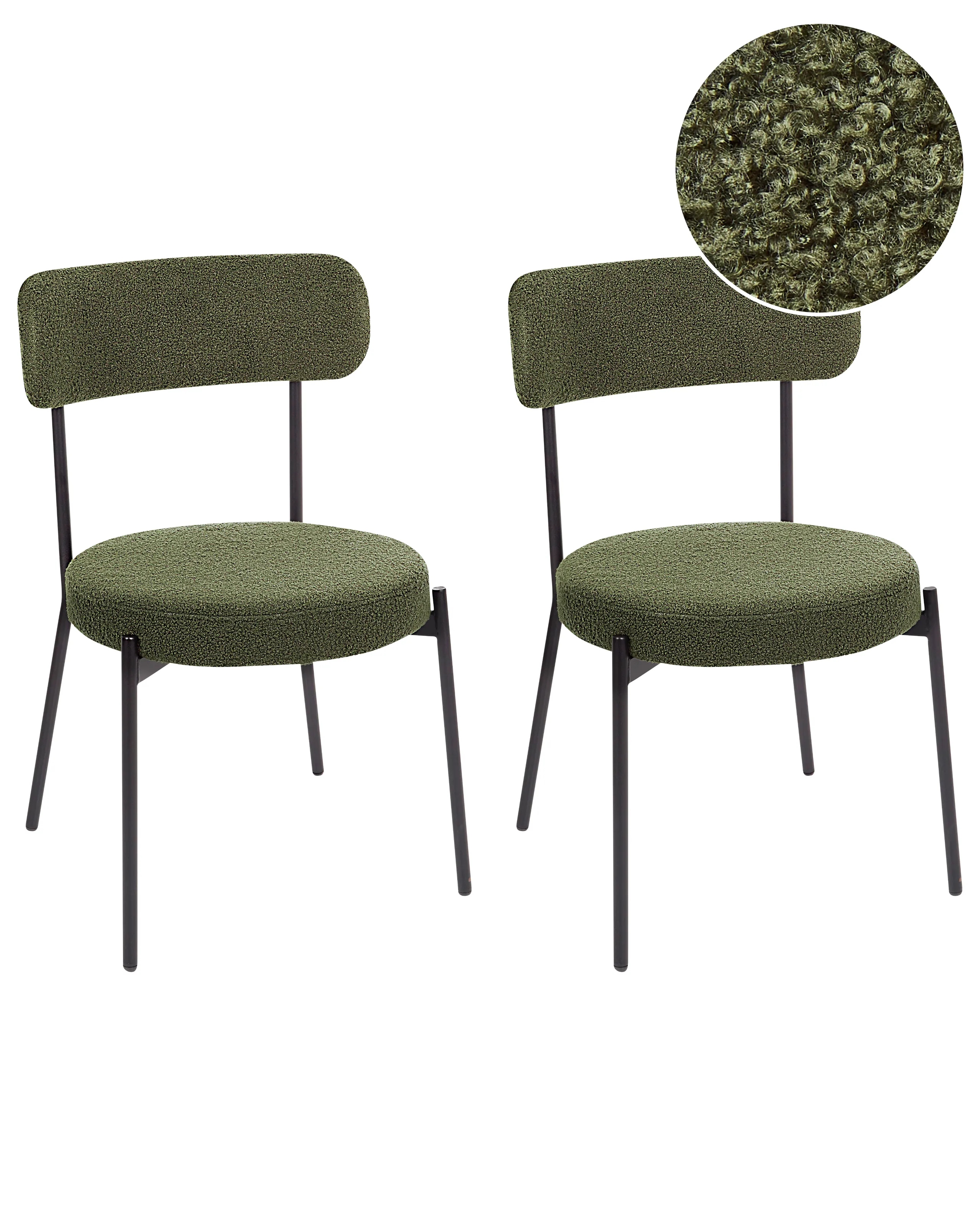 Conjunto de 2 sillas de comedor ALLISON Bouclé Verde oscuro
