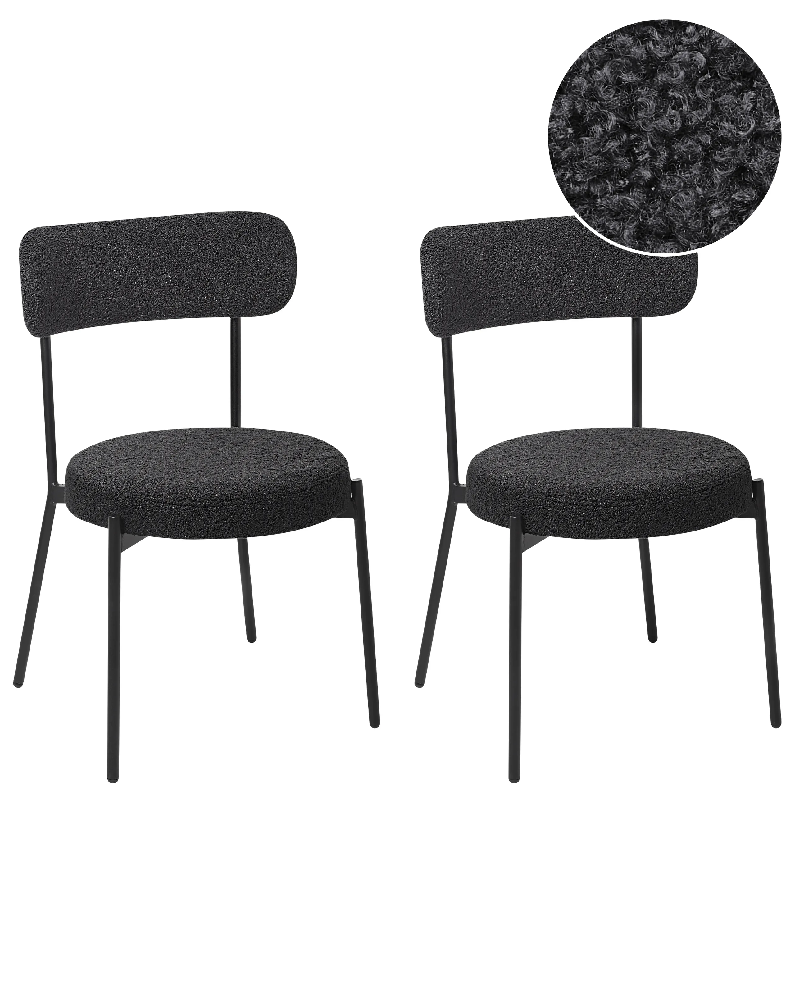 Conjunto de 2 sillas de comedor ALLISON Bouclé Negro