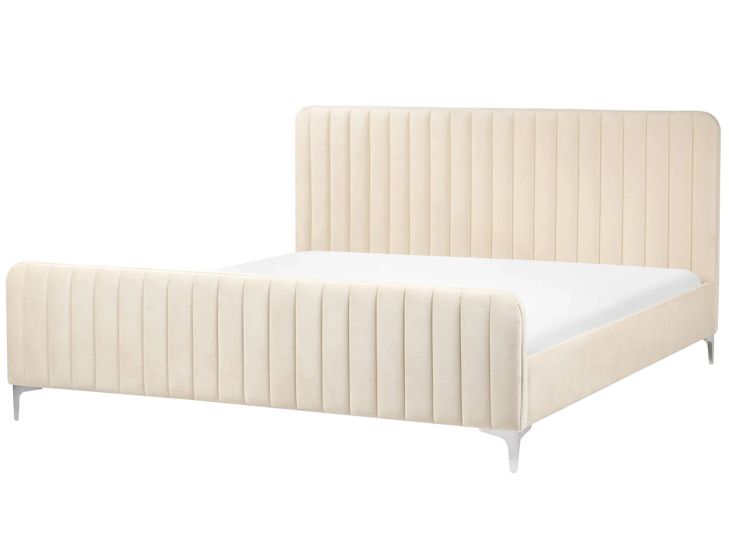 Cama Terciopelo LUNAN 180 x 200 cm Beige claro