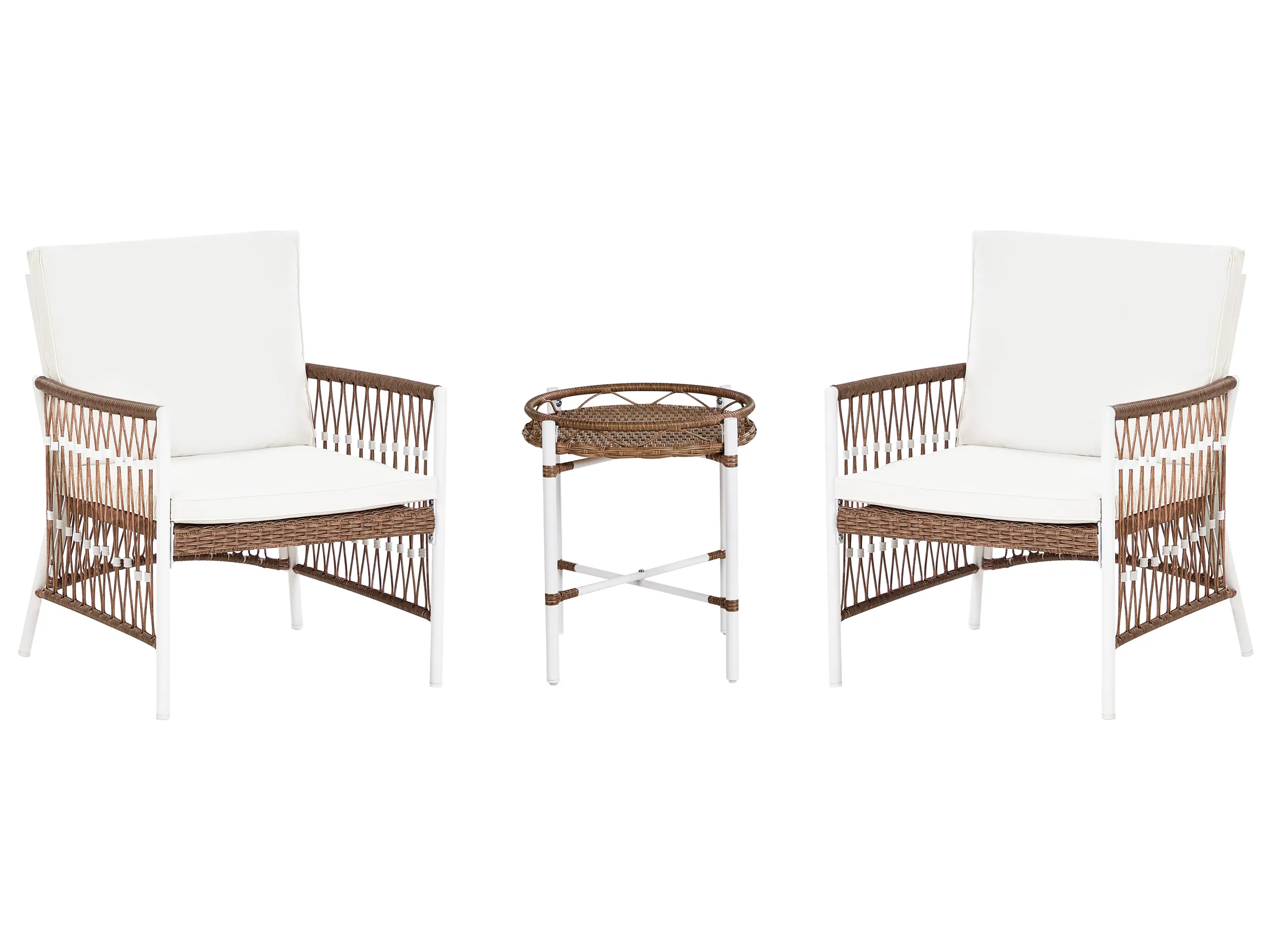 Bistro Set with Cushions LEVICO Metal White