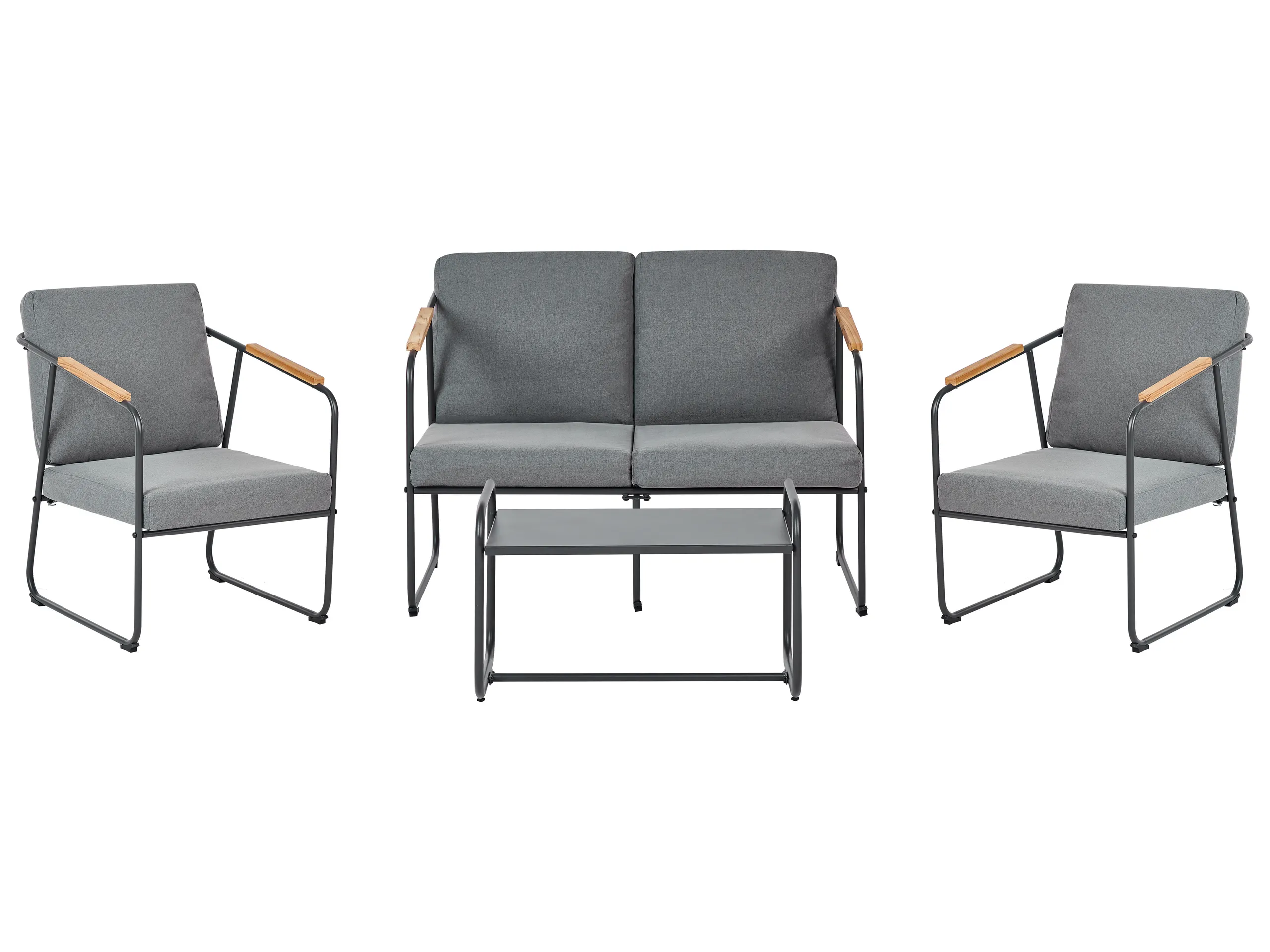 Garden Lounge Set with Table 4 Seater VEZZANA Metal Grey