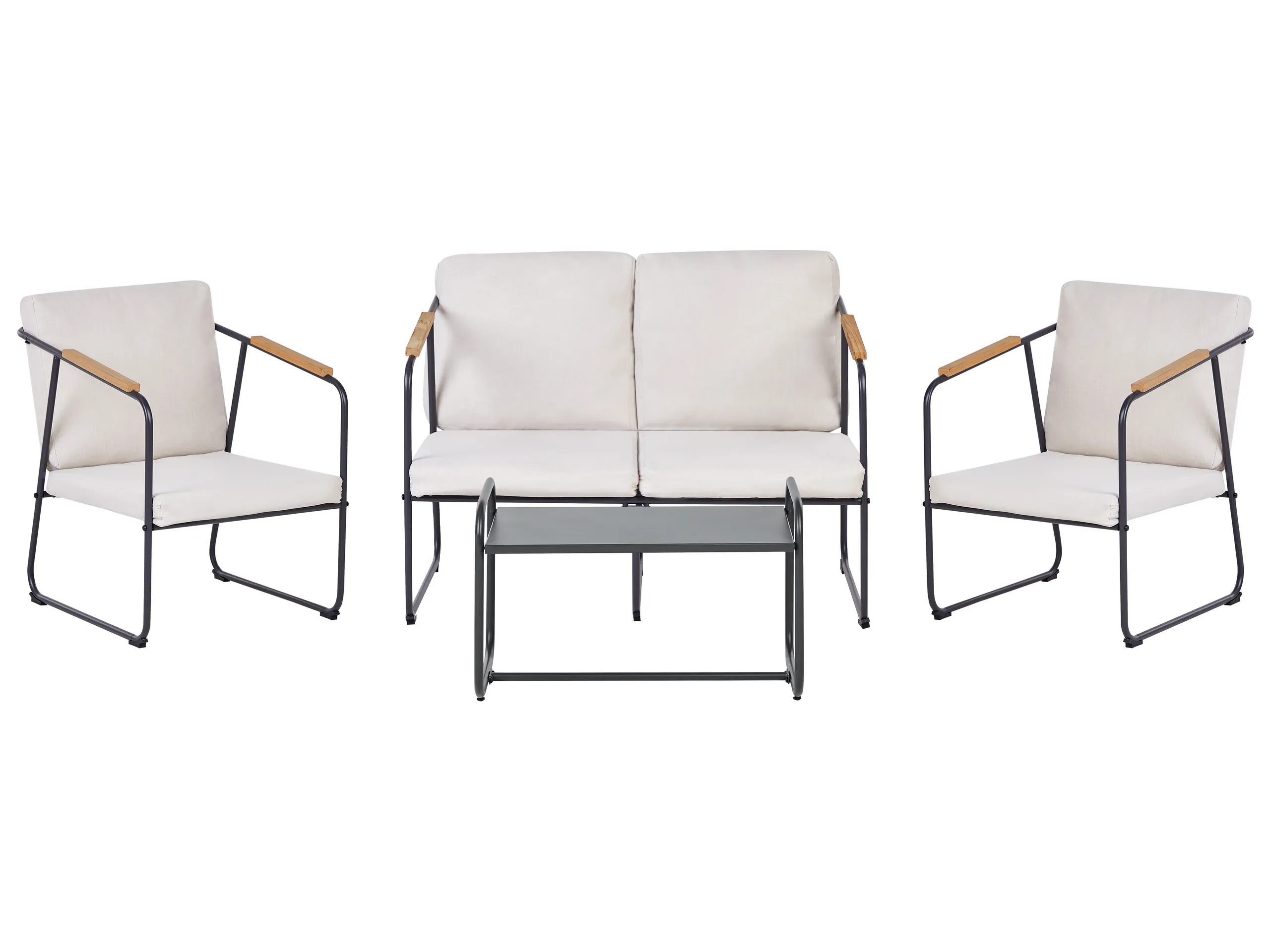 Garden Lounge Set with Table 4 Seater VEZZANA Metal Light Beige