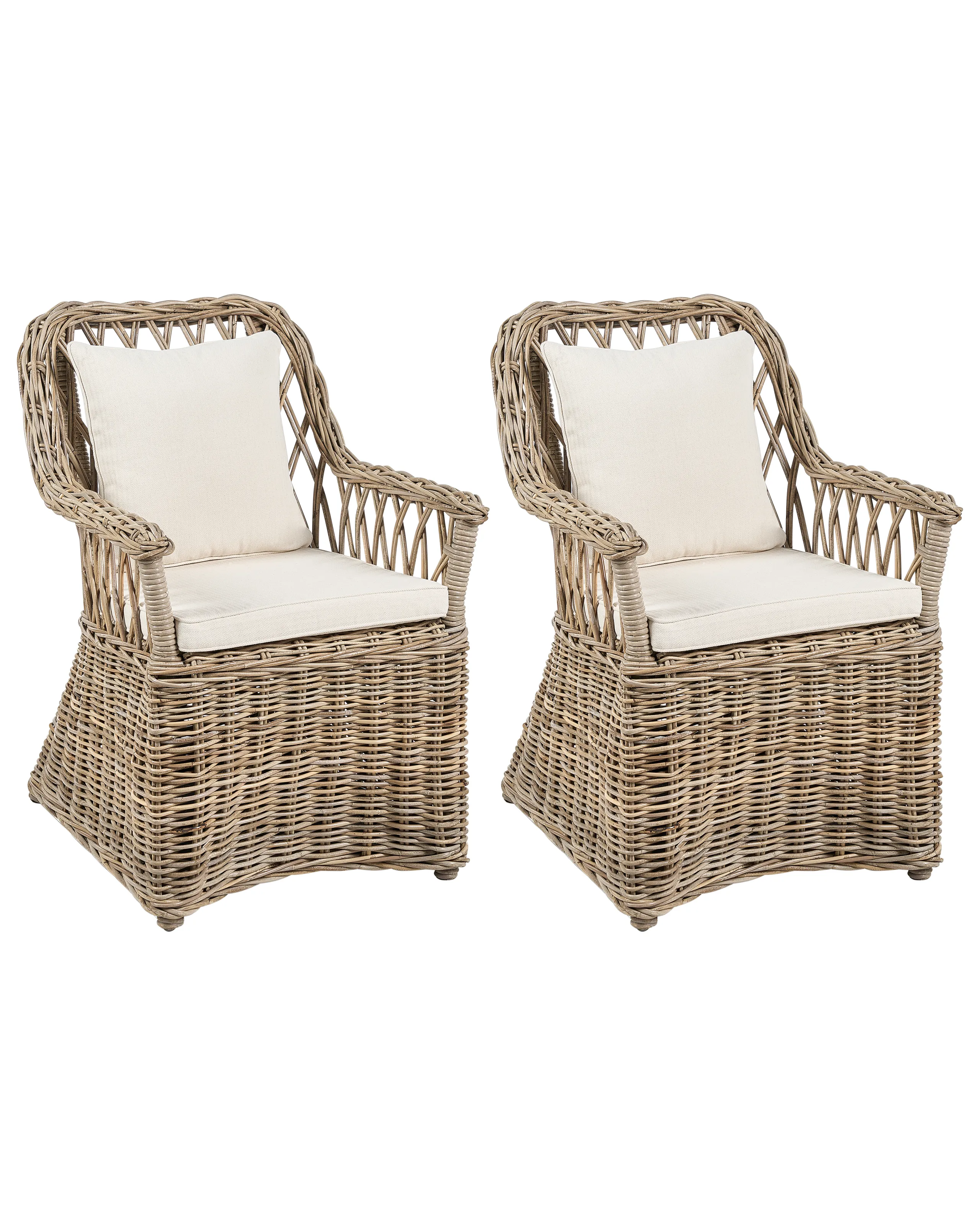 Conjunto de 2 sillones de jardín MAROS II Ratán Natural