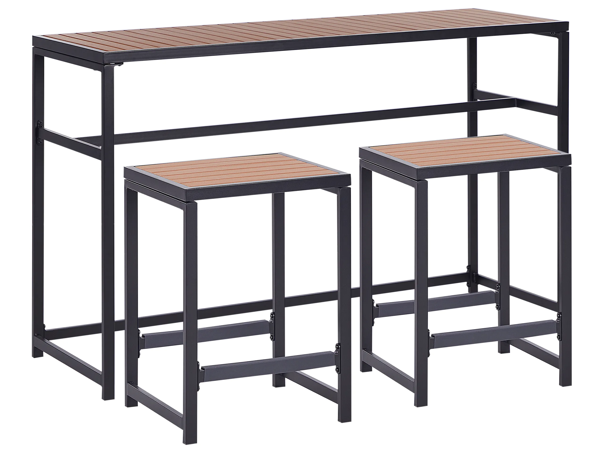 Garden Bar Set 2 Seater AVETRANA Metal Brown/ Black