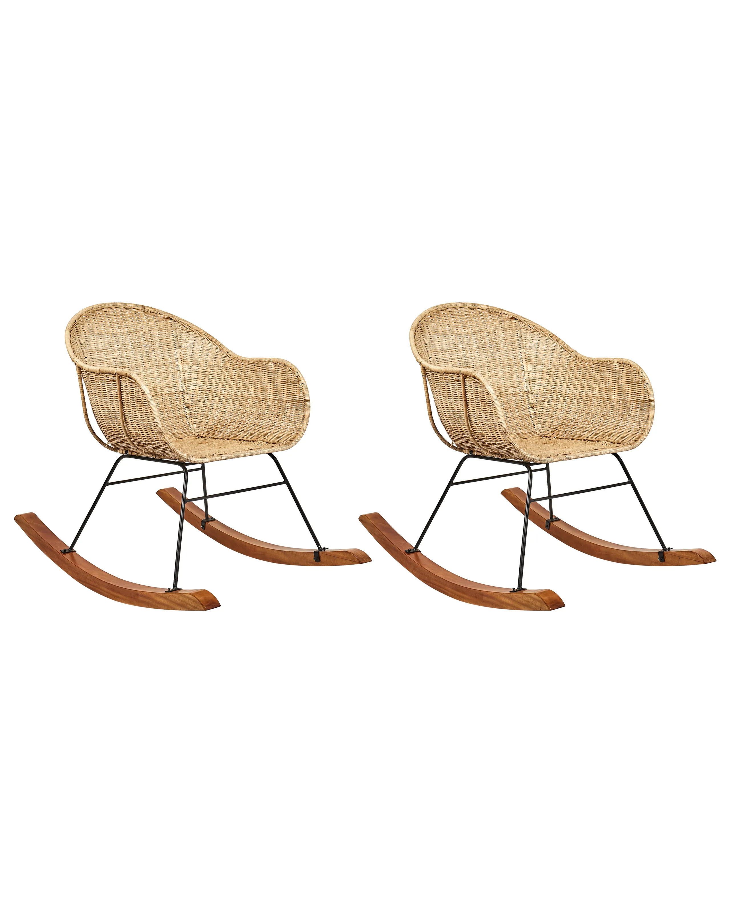 Conjunto de 2 mecedoras LAVINIO Ratán Natural