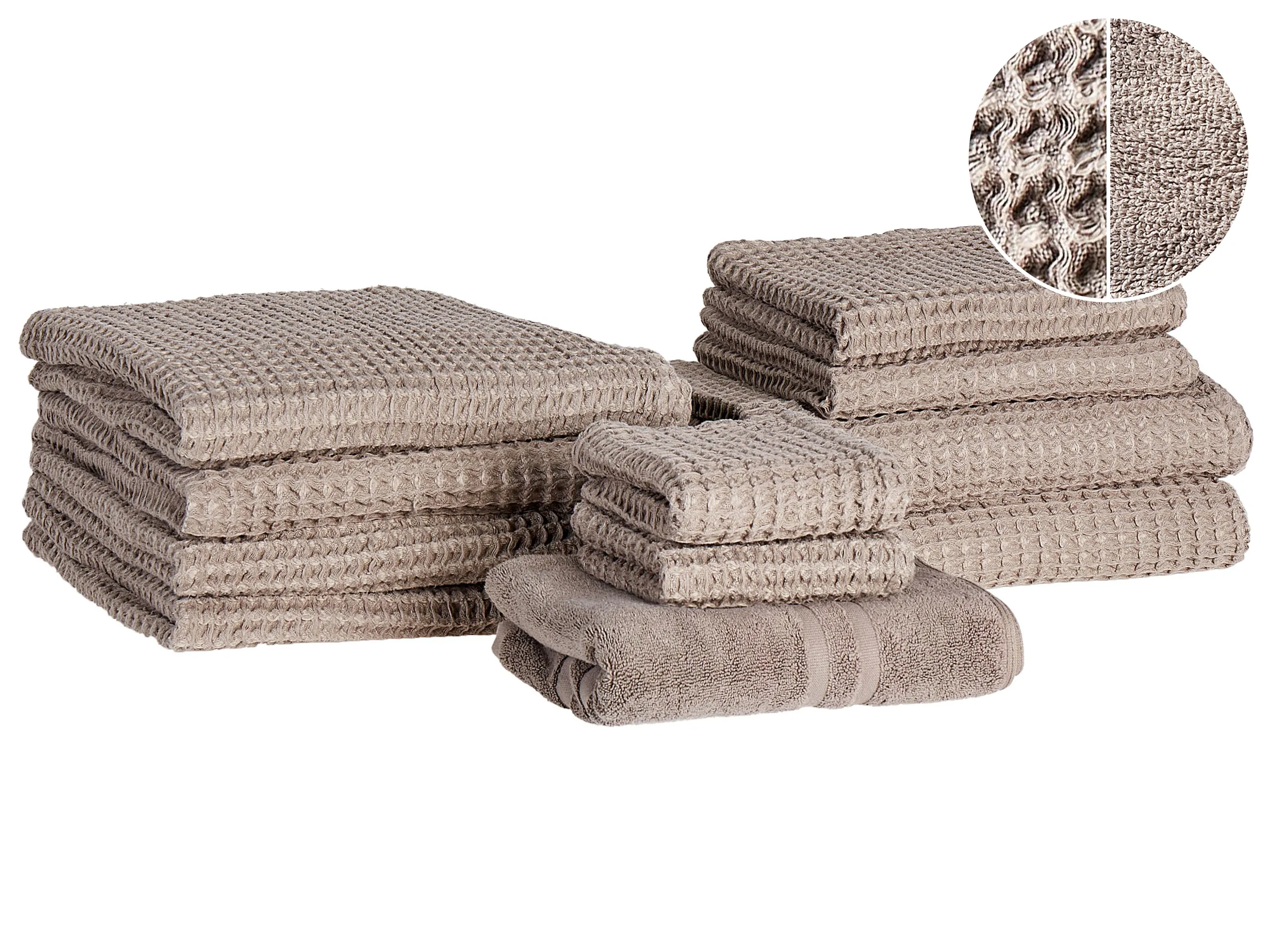 Conjunto de 11 toallas AREORA Algodón Gris pardo