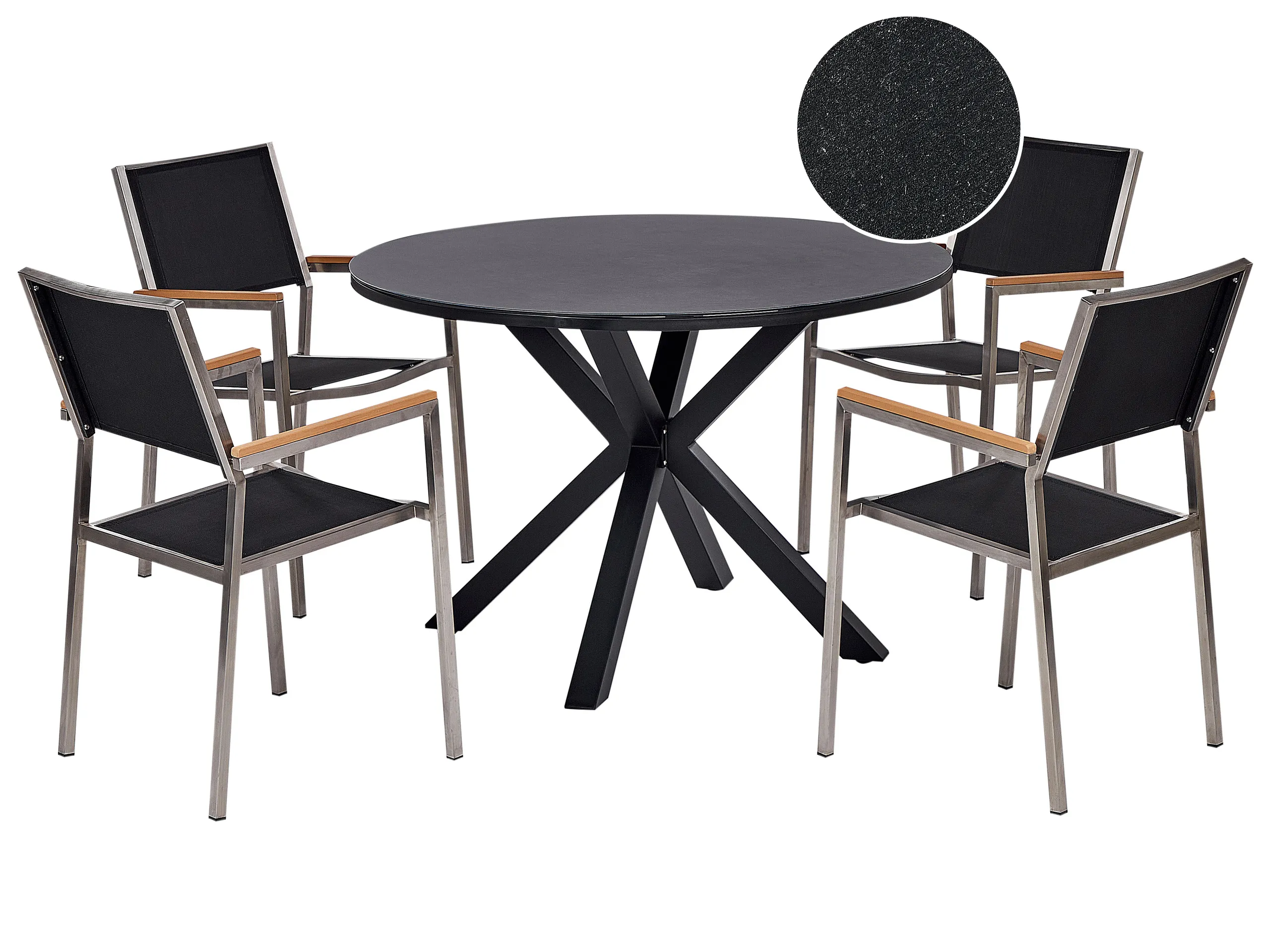 Garden Dining Set 4 Seater MALETTO/GROSSETO Metal Black
