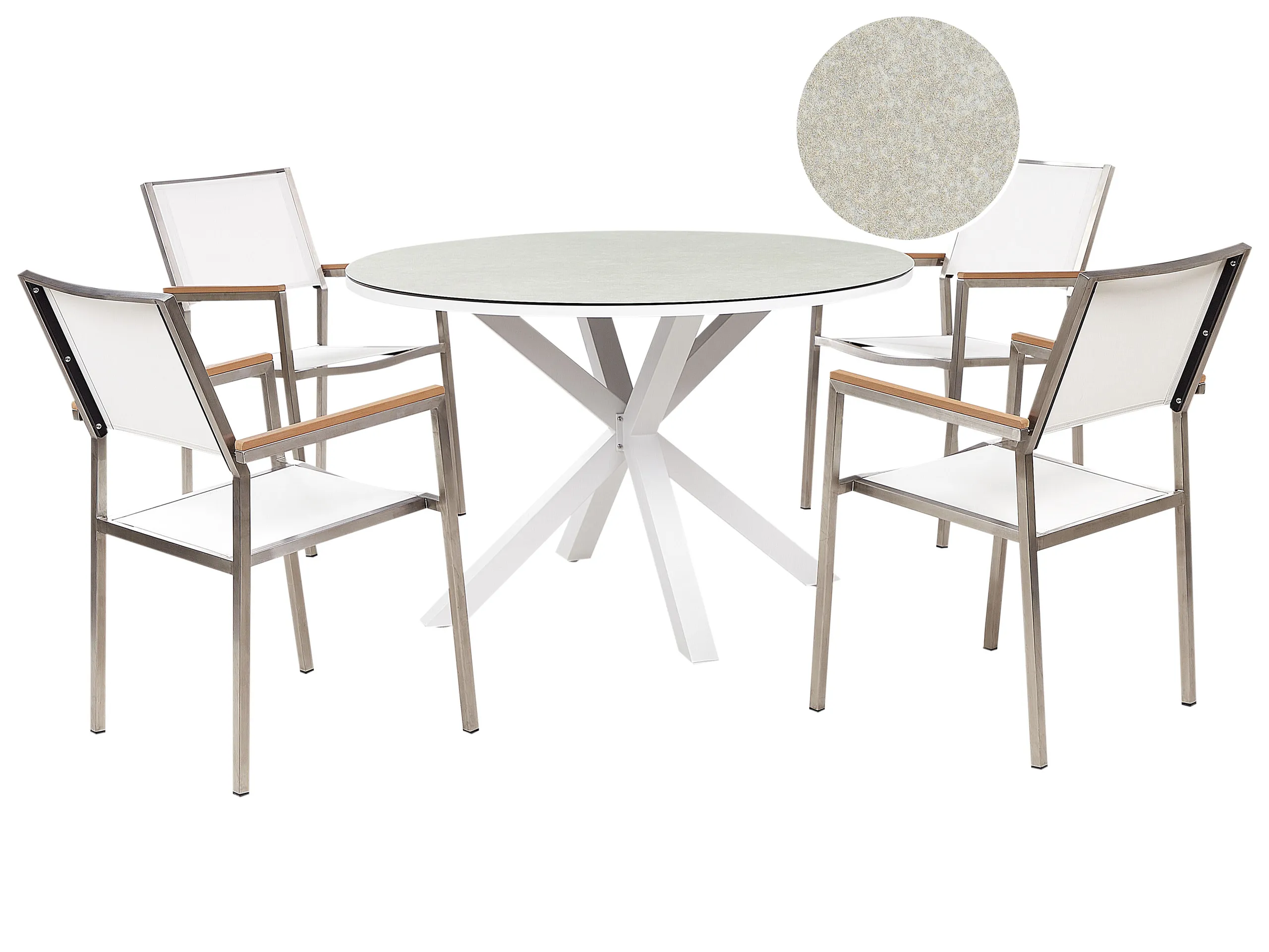 Garden Dining Set 4 Seater MALETTO/GROSSETO Metal Marble Effect White/ Beige