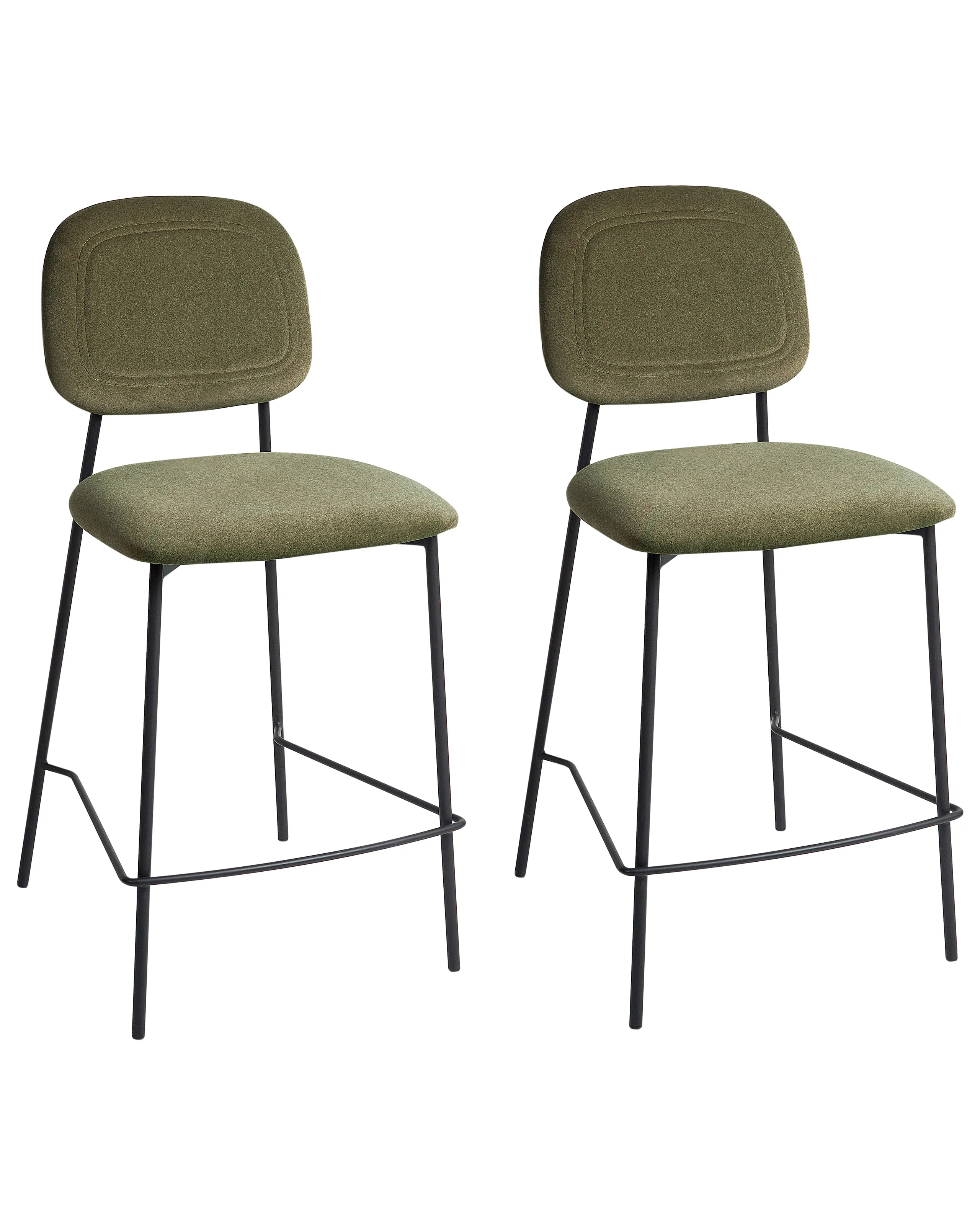 Conjunto de 2 sillas de bar DUETTE Terciopelo Verde oliva