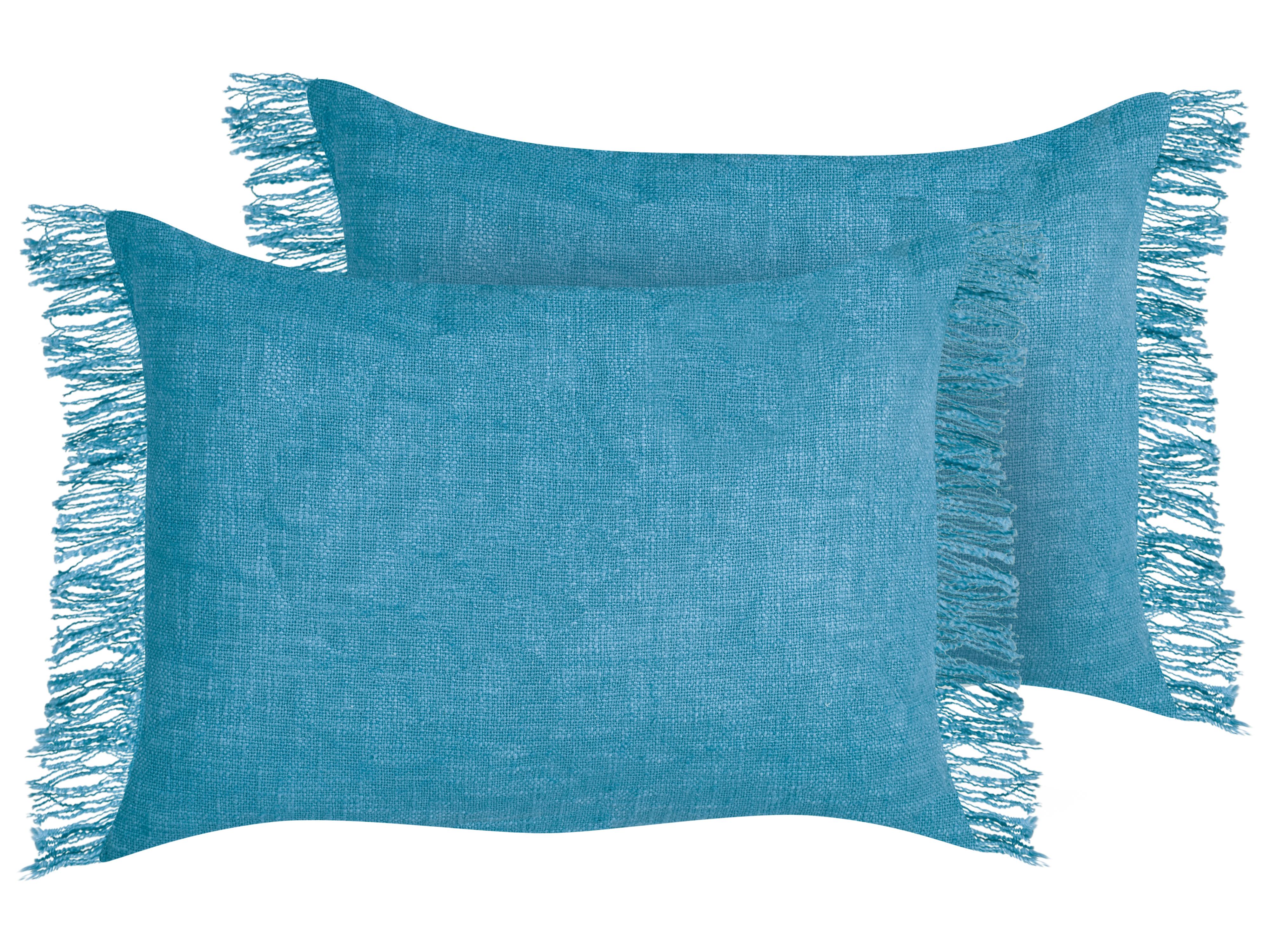 Conjunto de 2 cojines decorativos MABA Algodón 50 x 35 cm Azul Liso