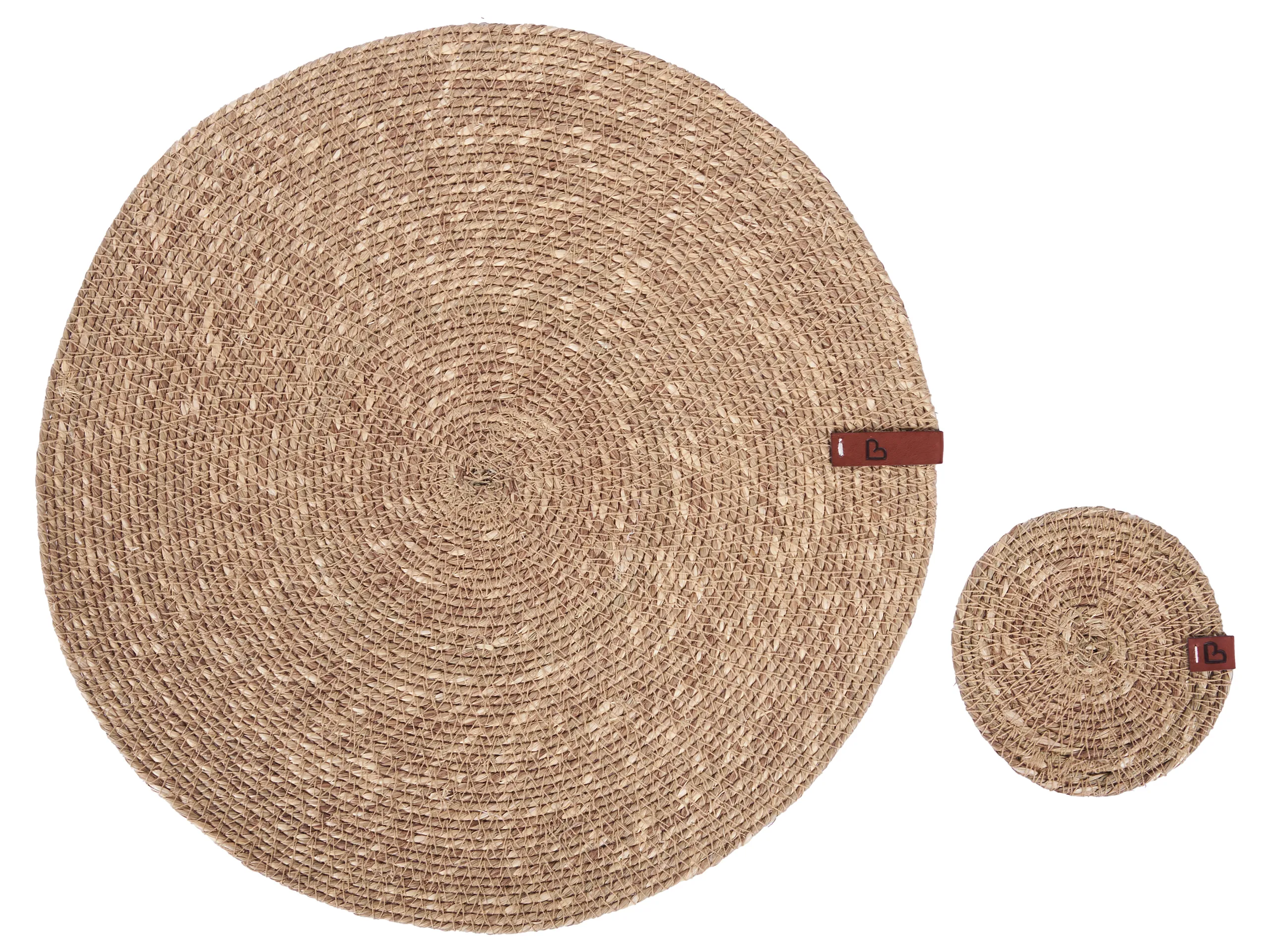 12 Piece Placemats and Coasters Set KUNZEA Seagrass Natural