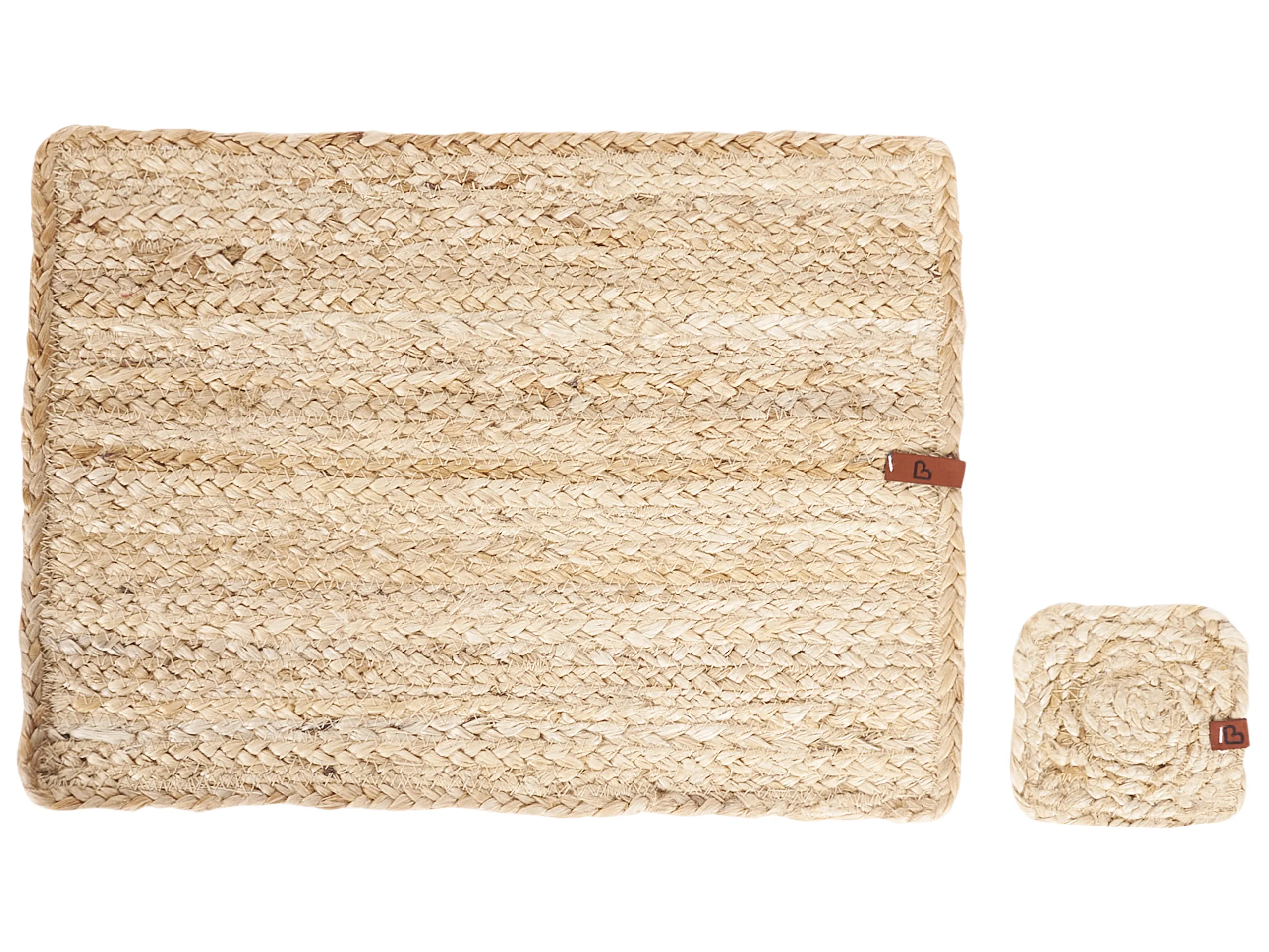 12 Piece Placemats and Coasters Set QUANDONG Jute Natural