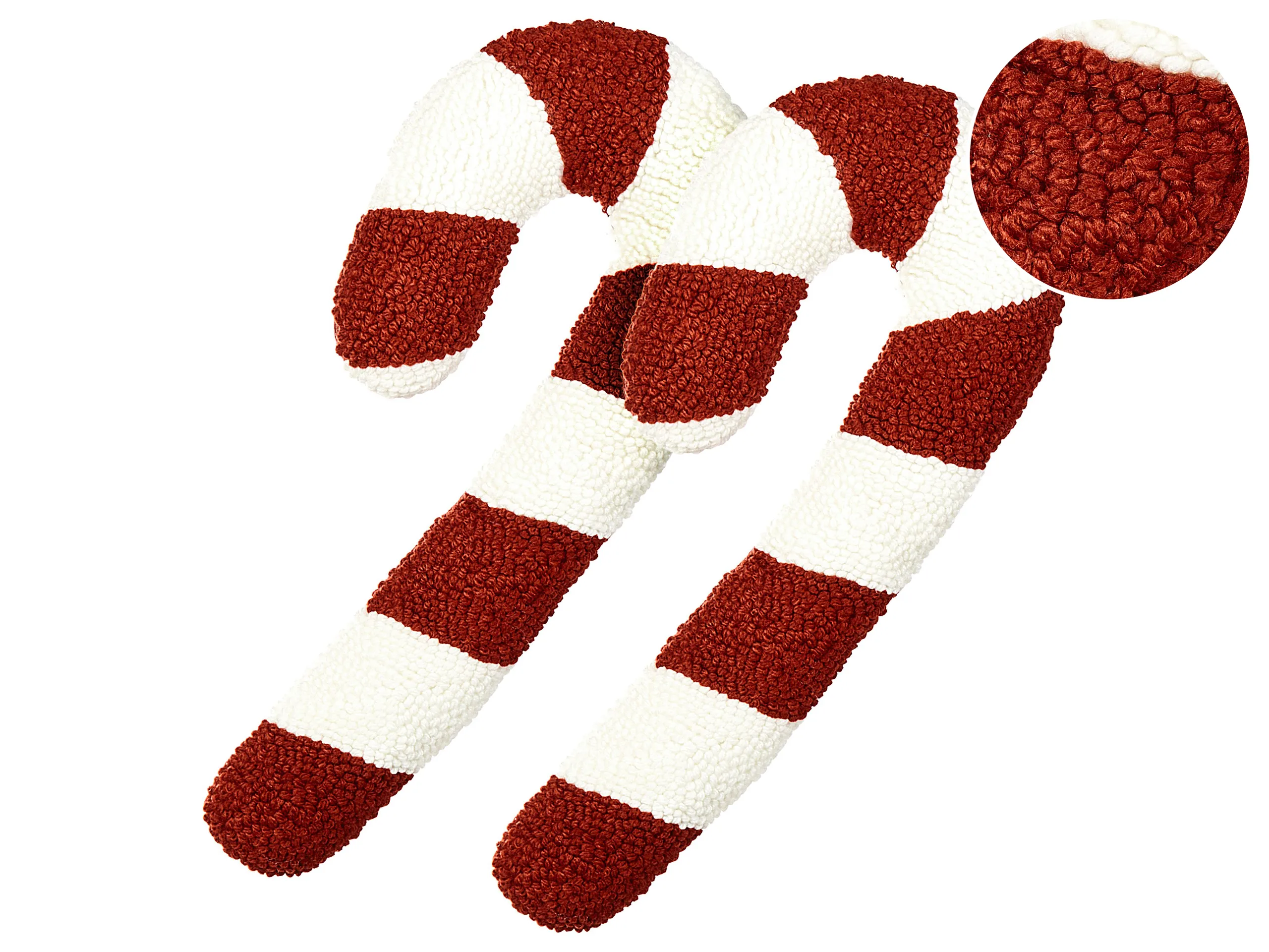 Conjunto de 2 cojines decorativos CANDY CANE Bouclé 22 x 55 cm Rojo Patrón navideño
