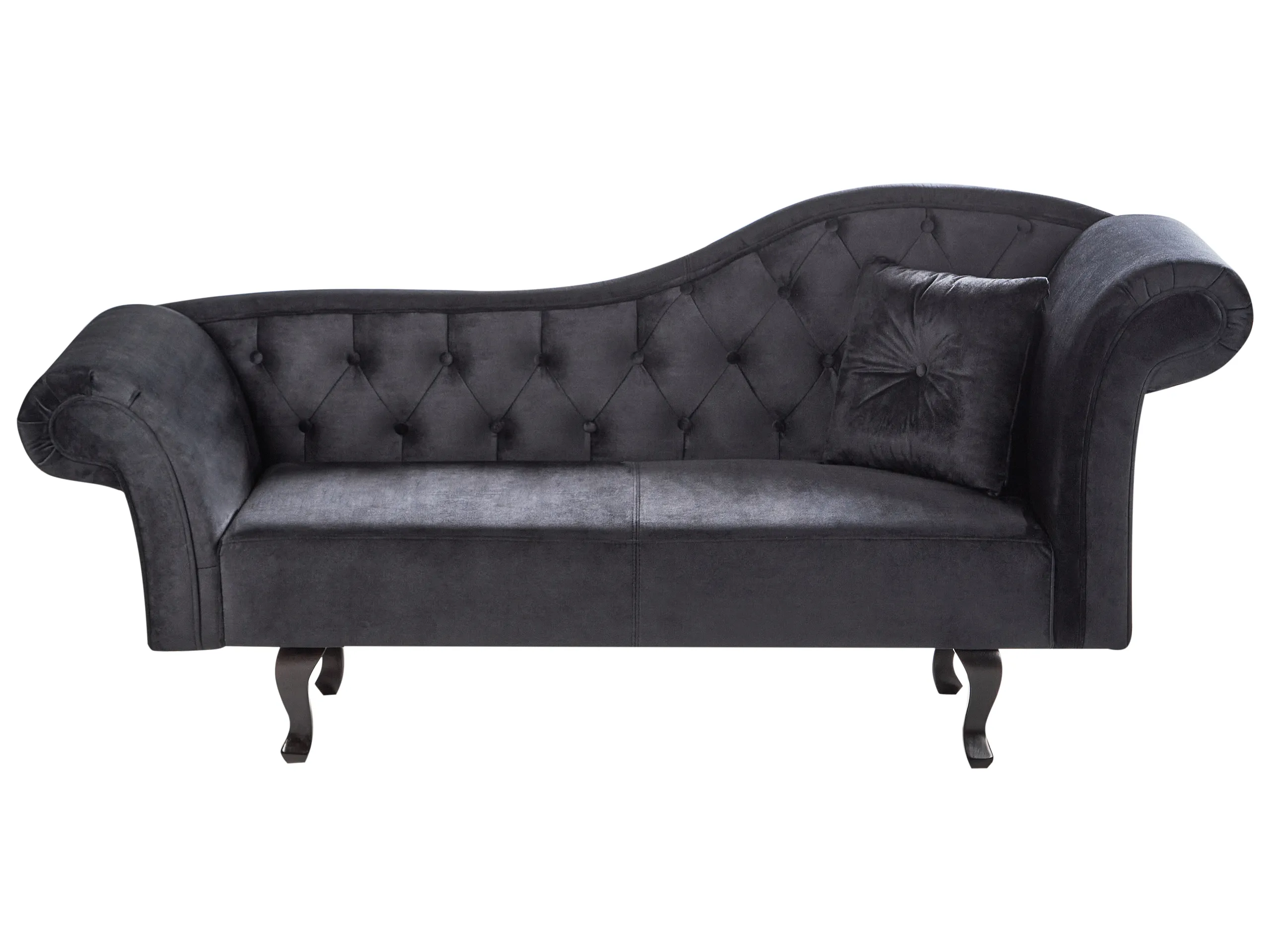 Chaise longue derecho LATTES II Terciopelo Negro con cojín