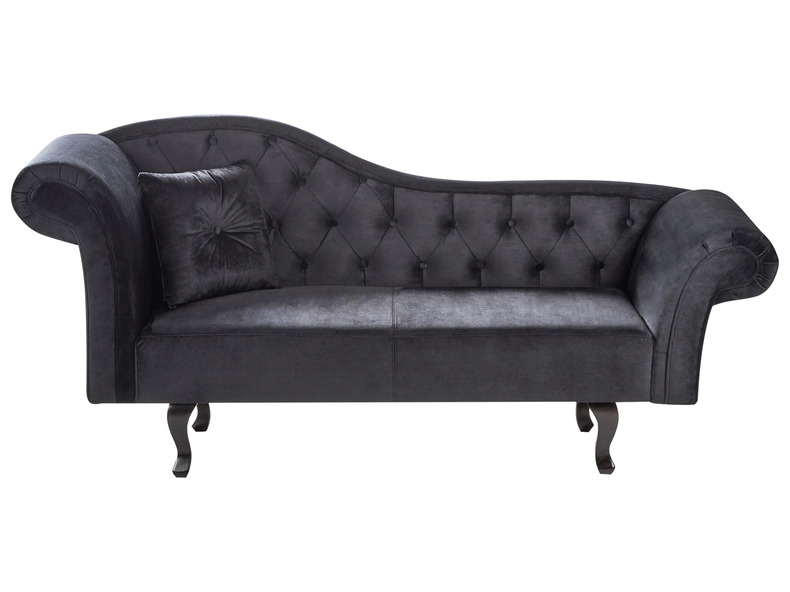 Chaise longue izquierdo LATTES II Terciopelo Negro con cojín