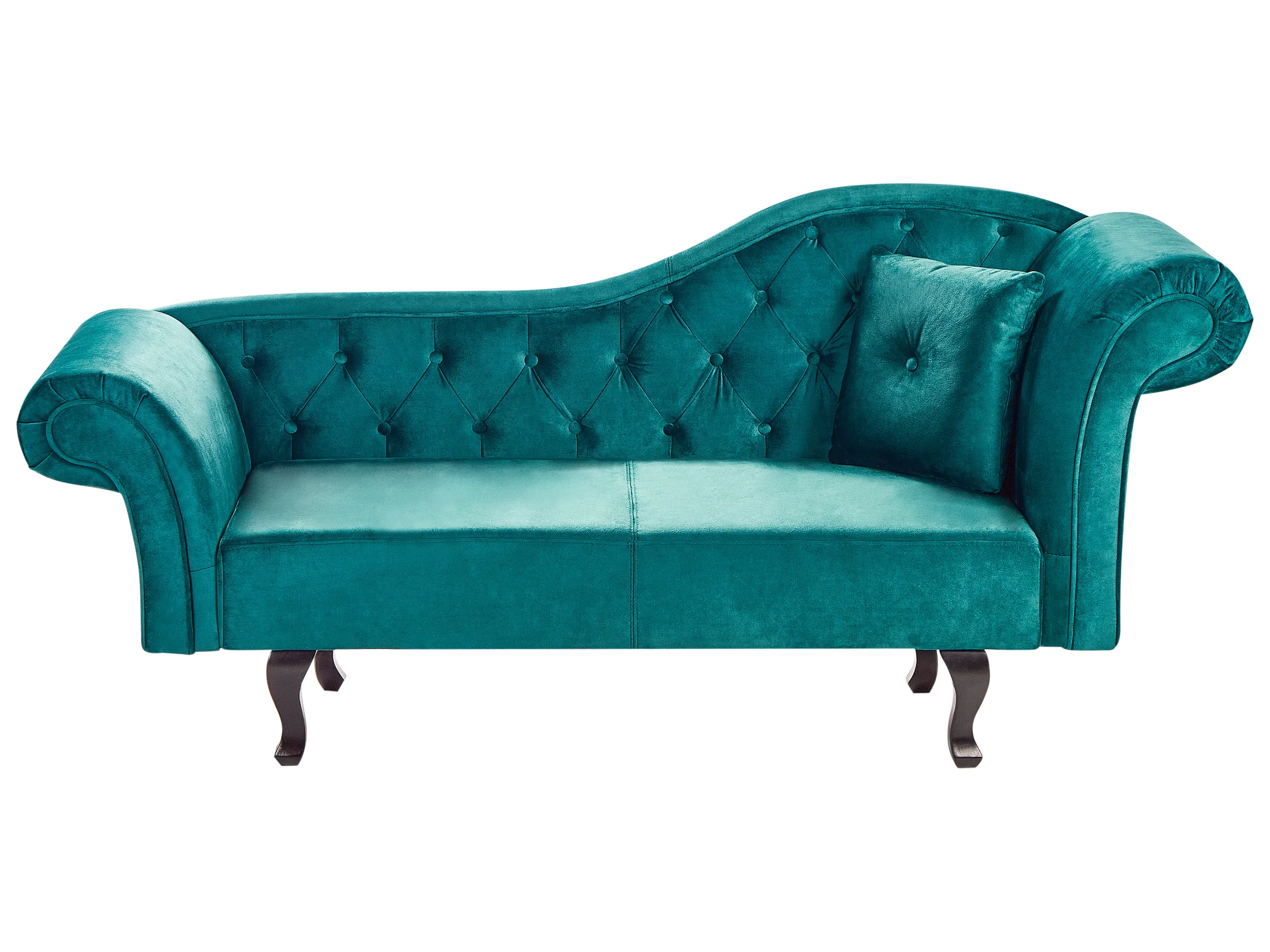 Chaise longue derecho LATTES II Terciopelo Verde esmeralda con cojín