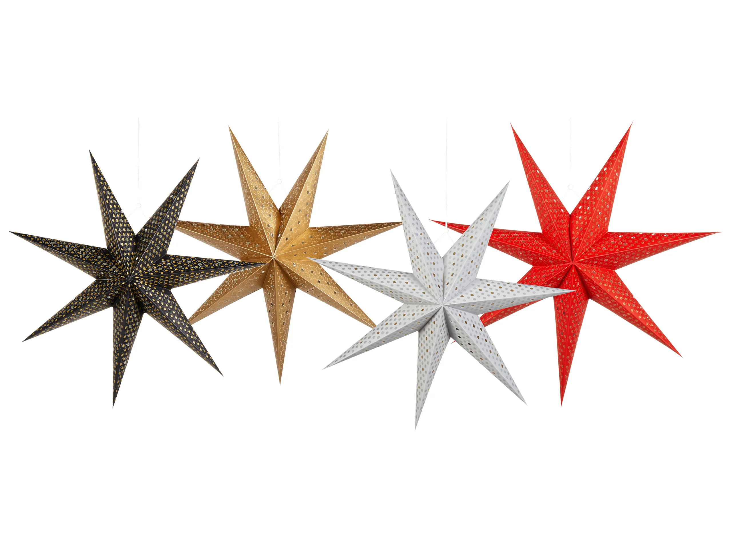 Conjunto de 4 decoraciones colgantes LED KAMET Estrella 60 cm Multicolor