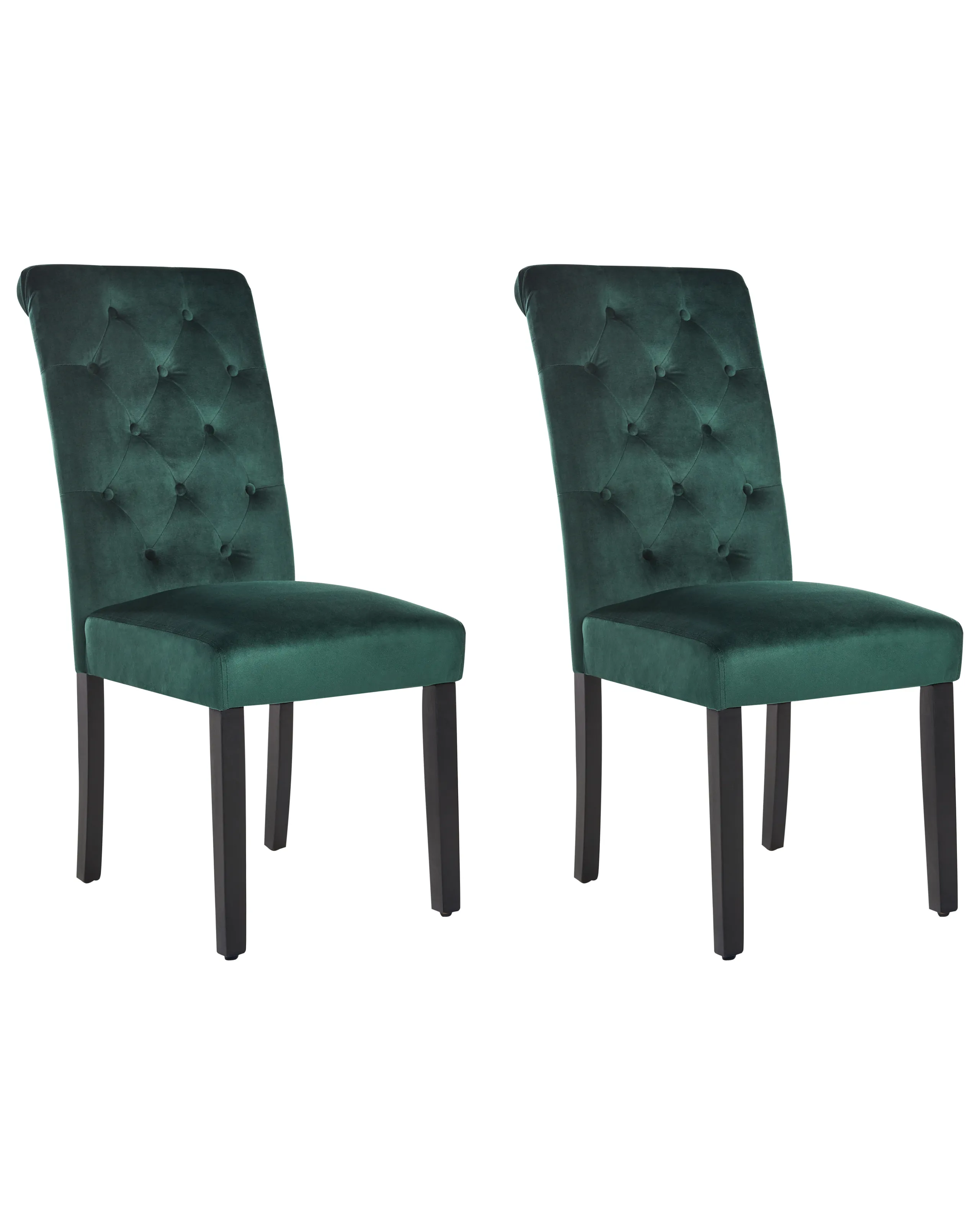 Conjunto de 2 sillas de comedor VELVA Terciopelo Verde oscuro