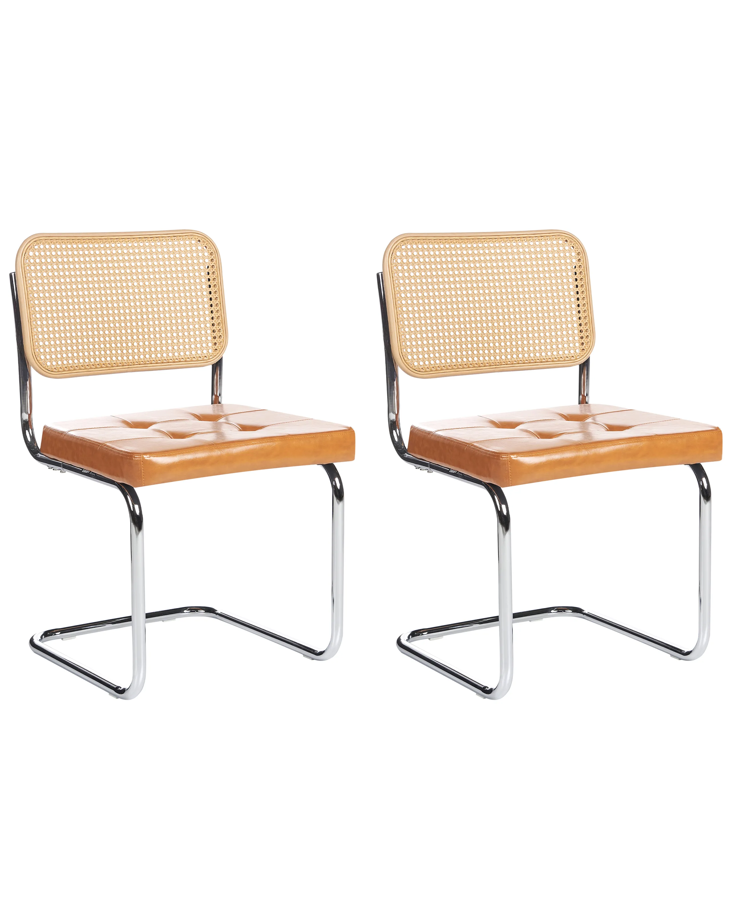 Conjunto de 2 sillas de comedor ETHETE Piel sintética Marrón dorado