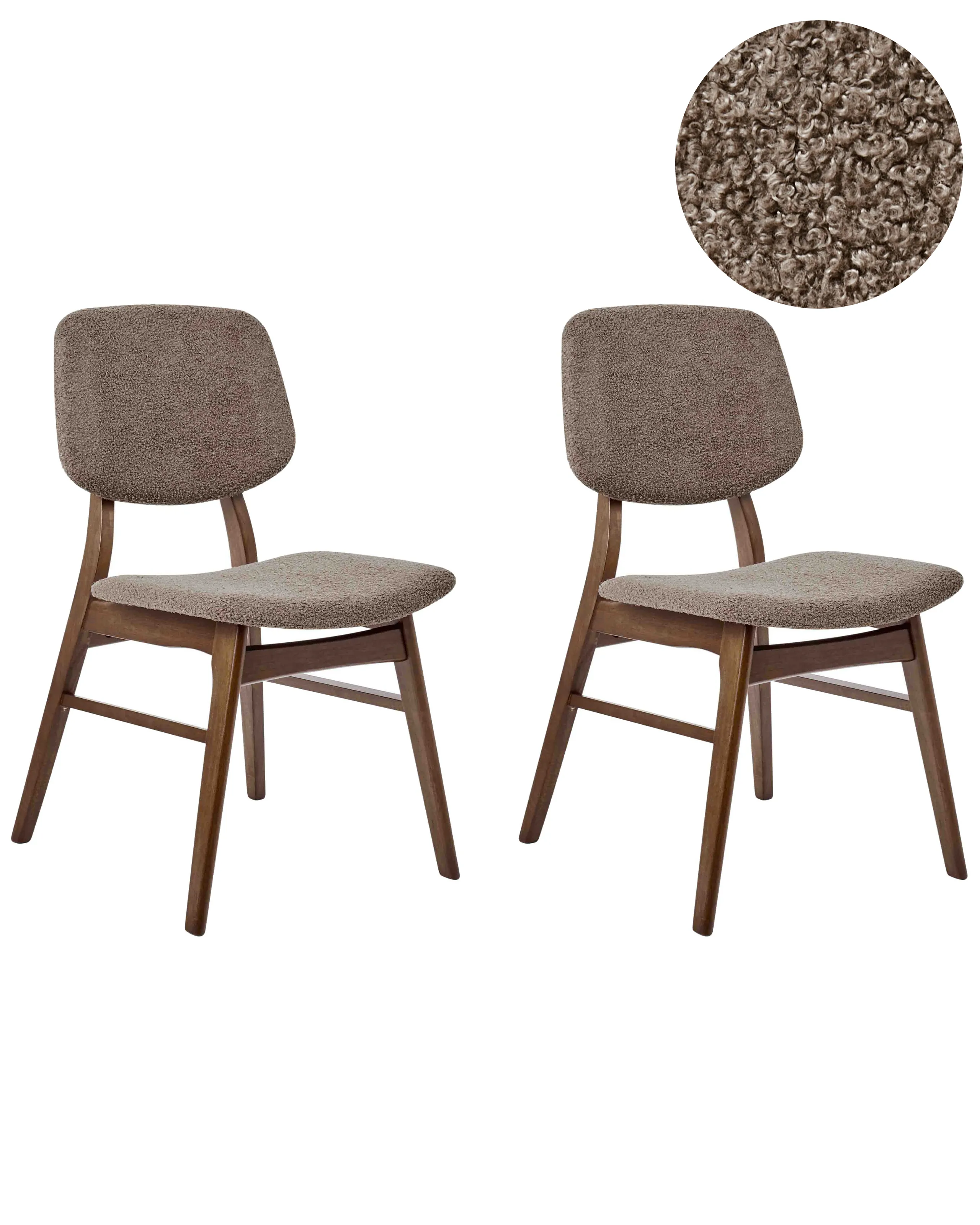 Conjunto de 2 sillas de comedor ELAINE Bouclé Marrón oscuro/Gris pardo