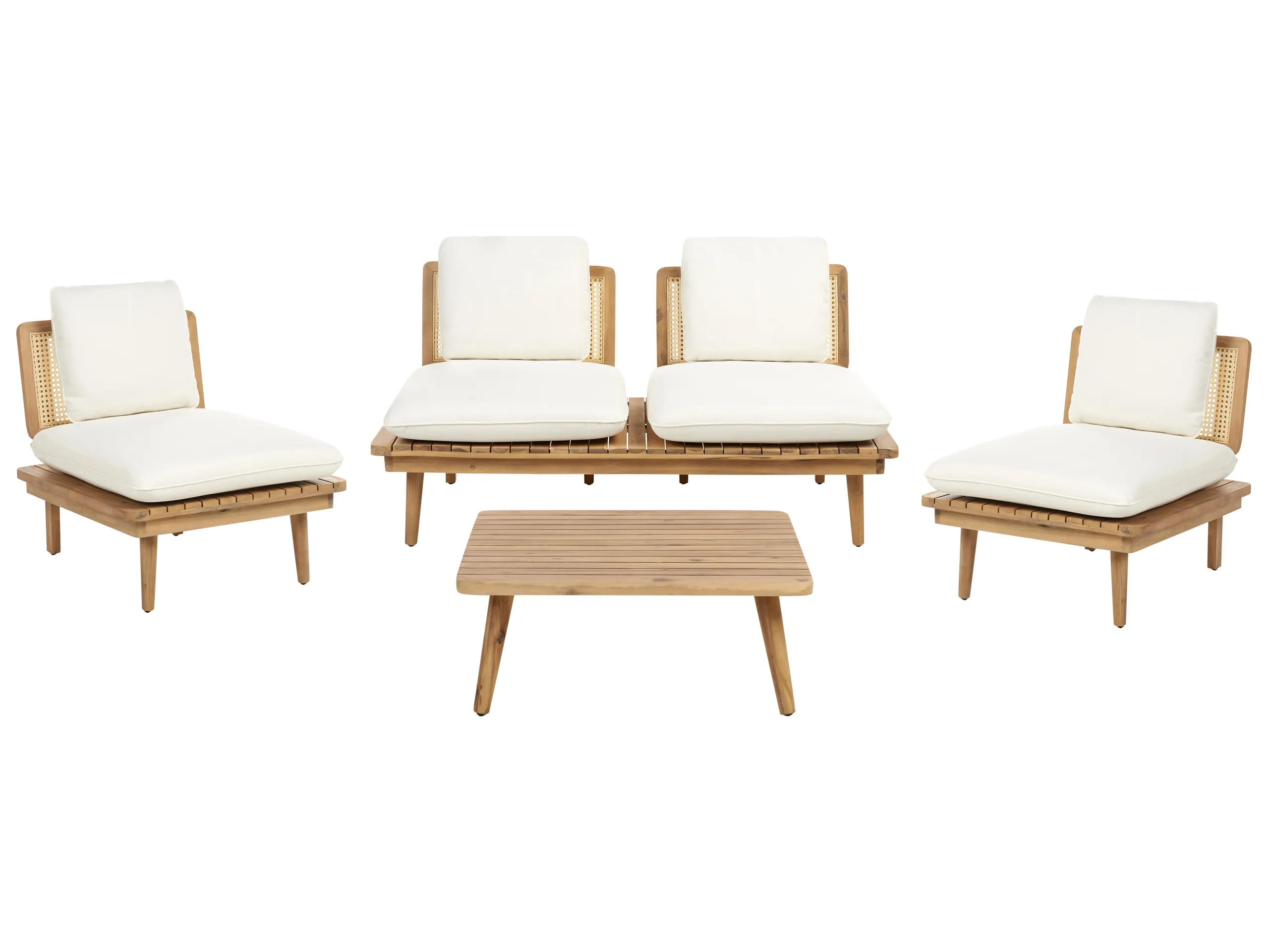 Garden Lounge Set with Table 4 Seater ACCADIA Certified Acacia Wood Light Beige