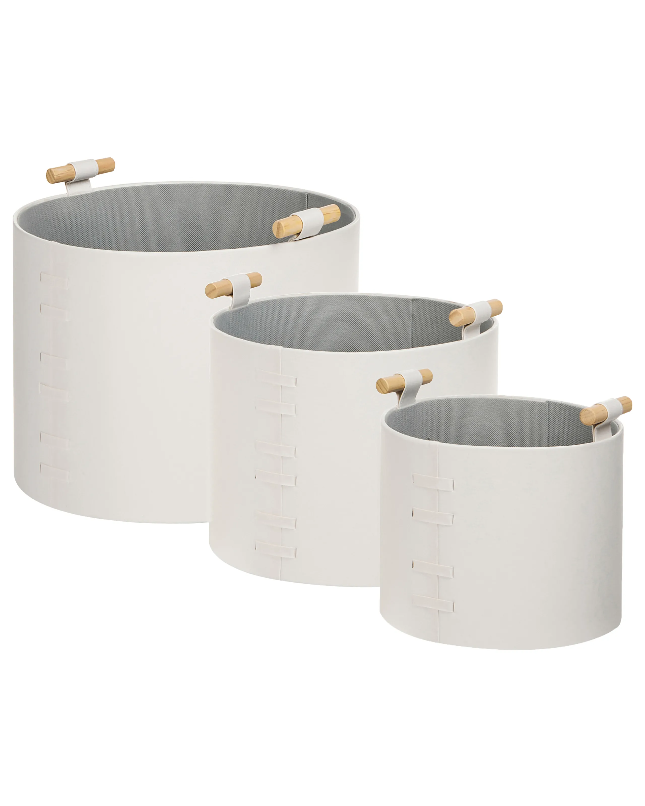 Conjunto de 3 cestas ARAM Piel sintética Blanco crema
