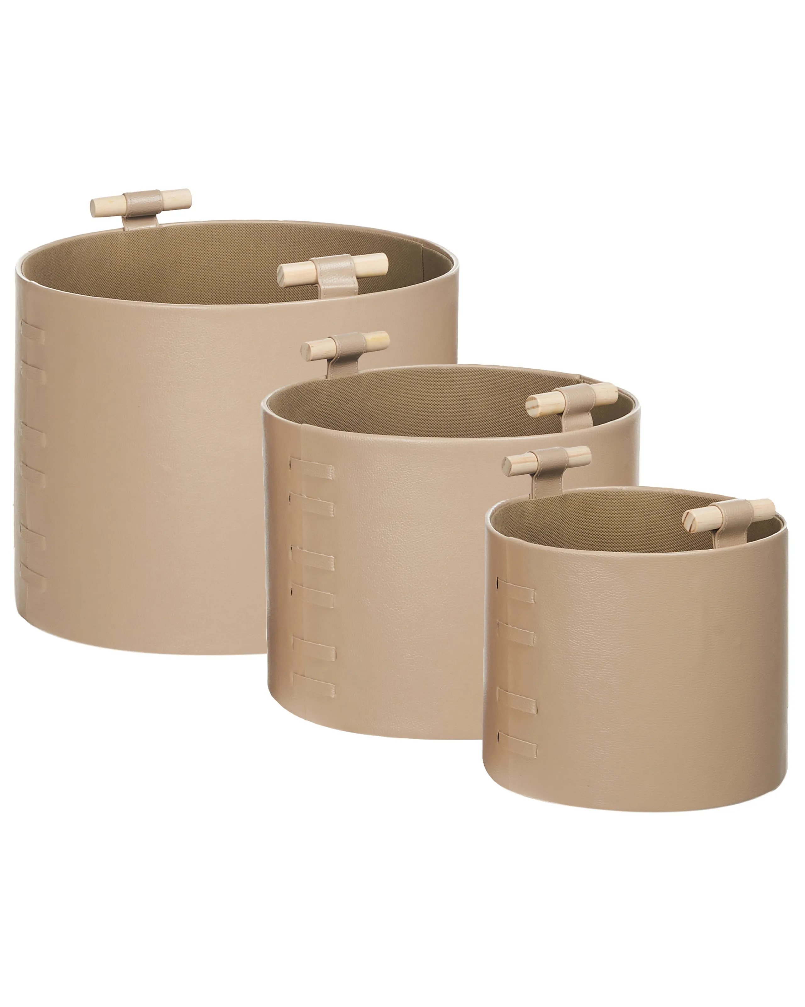Conjunto de 3 cestas ARAM Piel sintética Beige