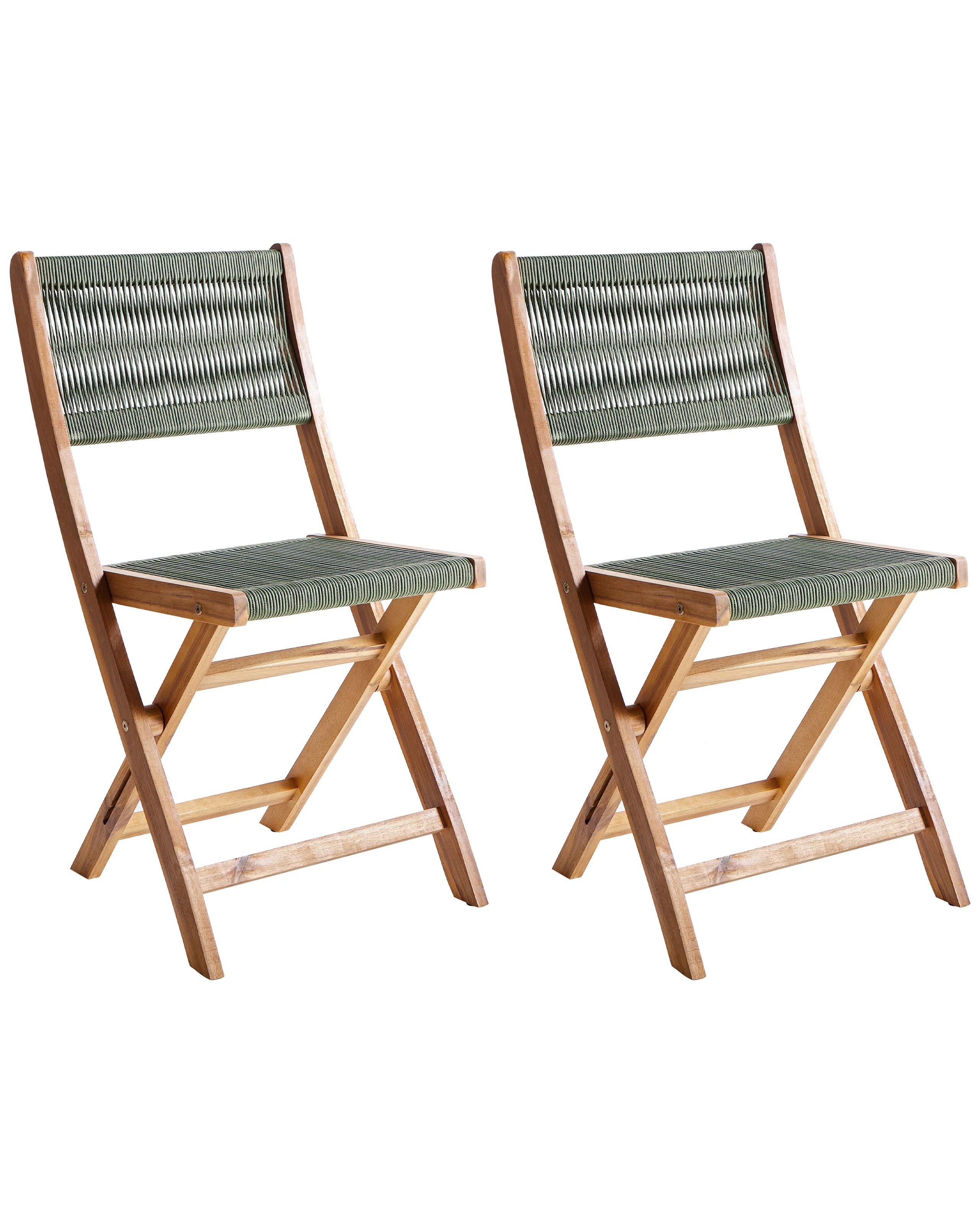 Conjunto de 2 sillas de jardín PROSSEDI plegable Madera de acacia Verde