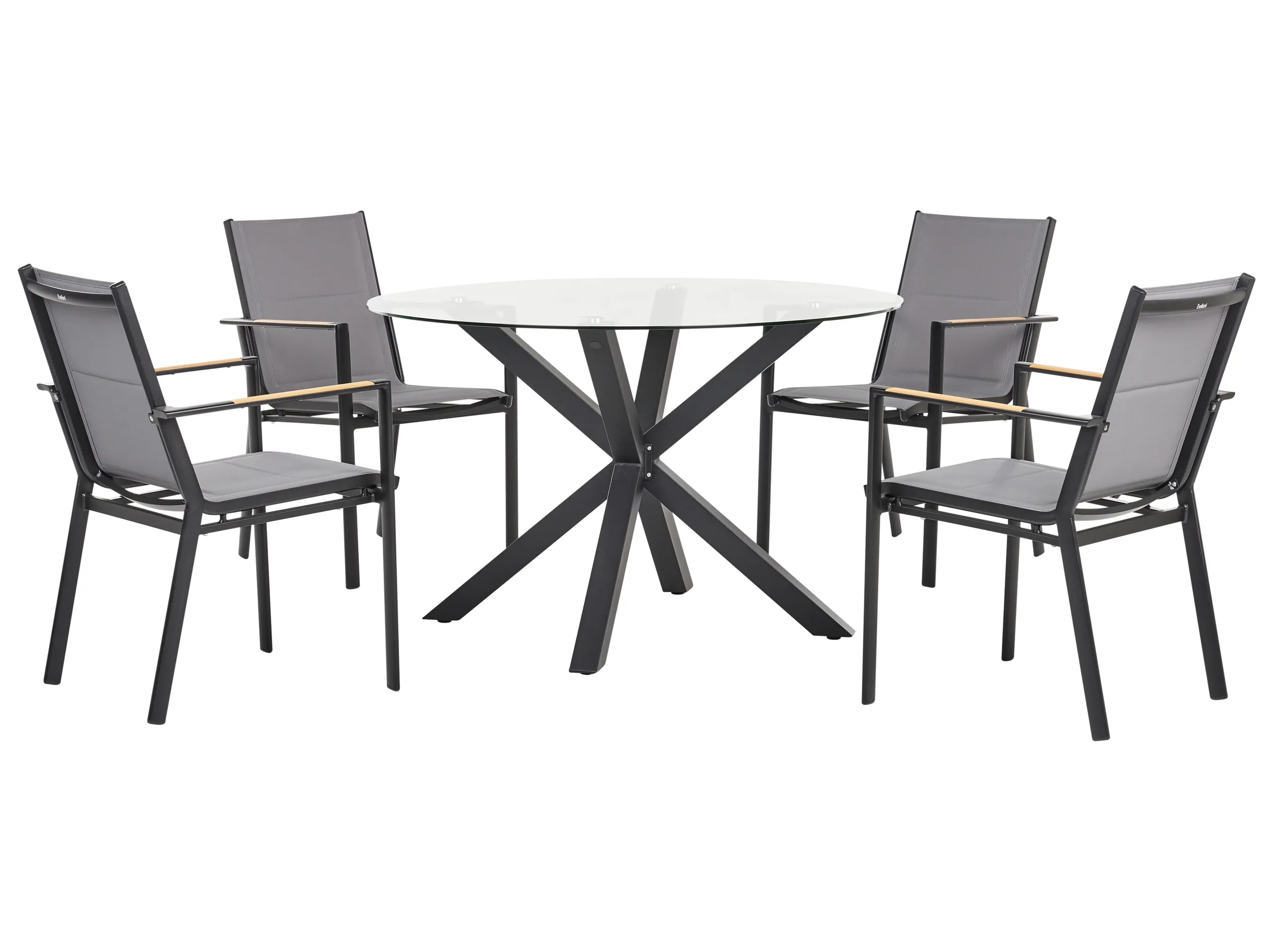 Garden Dining Set 4 Seater MALETTO/BUSSETO Glass Black