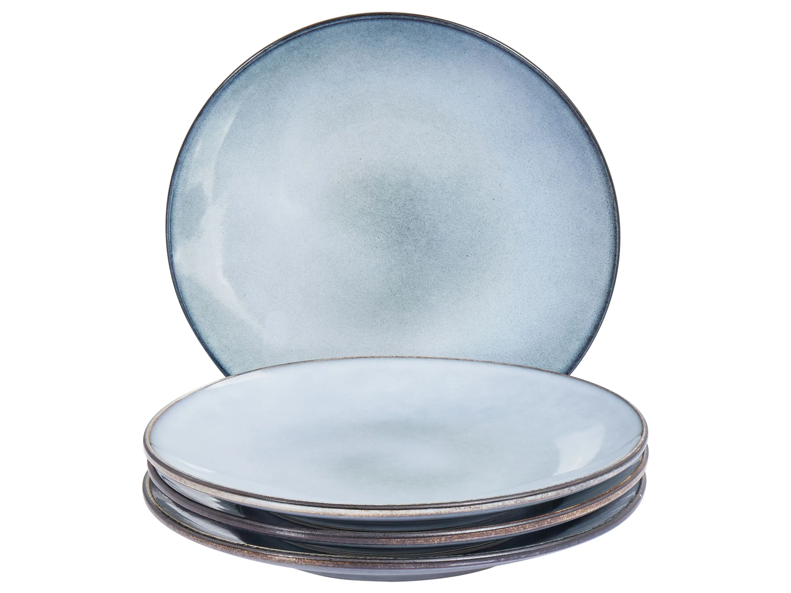 Conjunto de 4 platos llanos JUNIPER Gres Azul claro