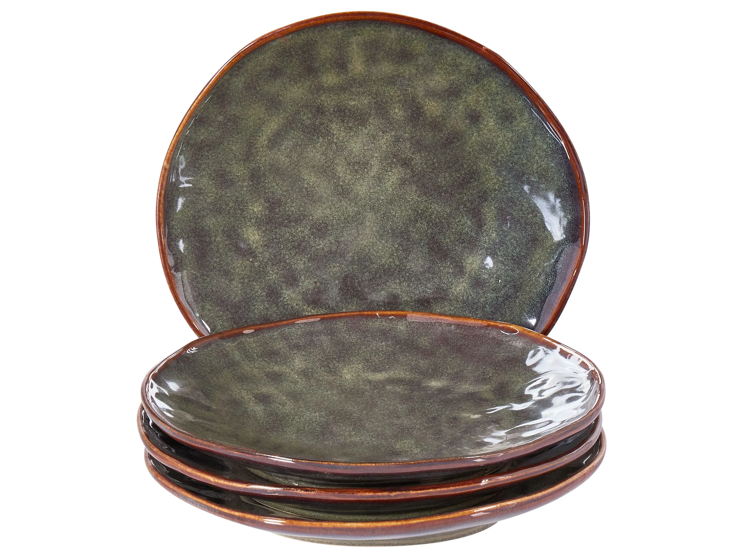 Conjunto de 4 platos de postre THYME Gres Verde oscuro