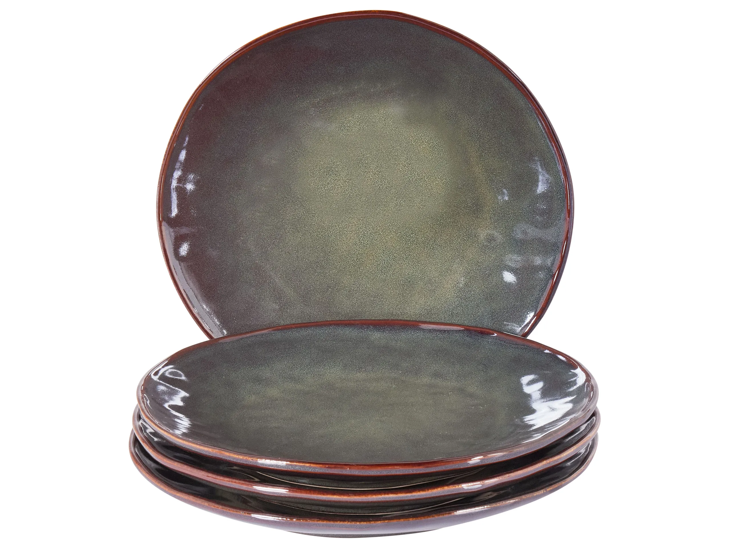 Conjunto de 4 platos llanos THYME Gres Verde oscuro