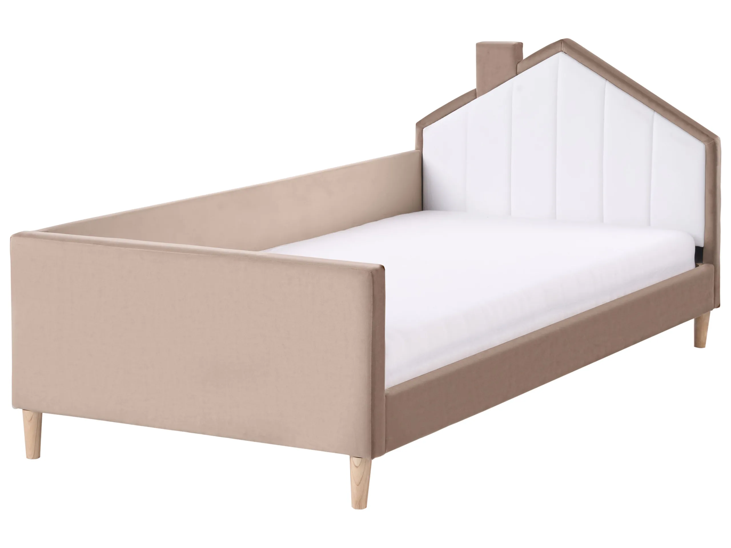Cama infantil Casa Terciopelo KERVAN 90 x 200 cm Marrón claro